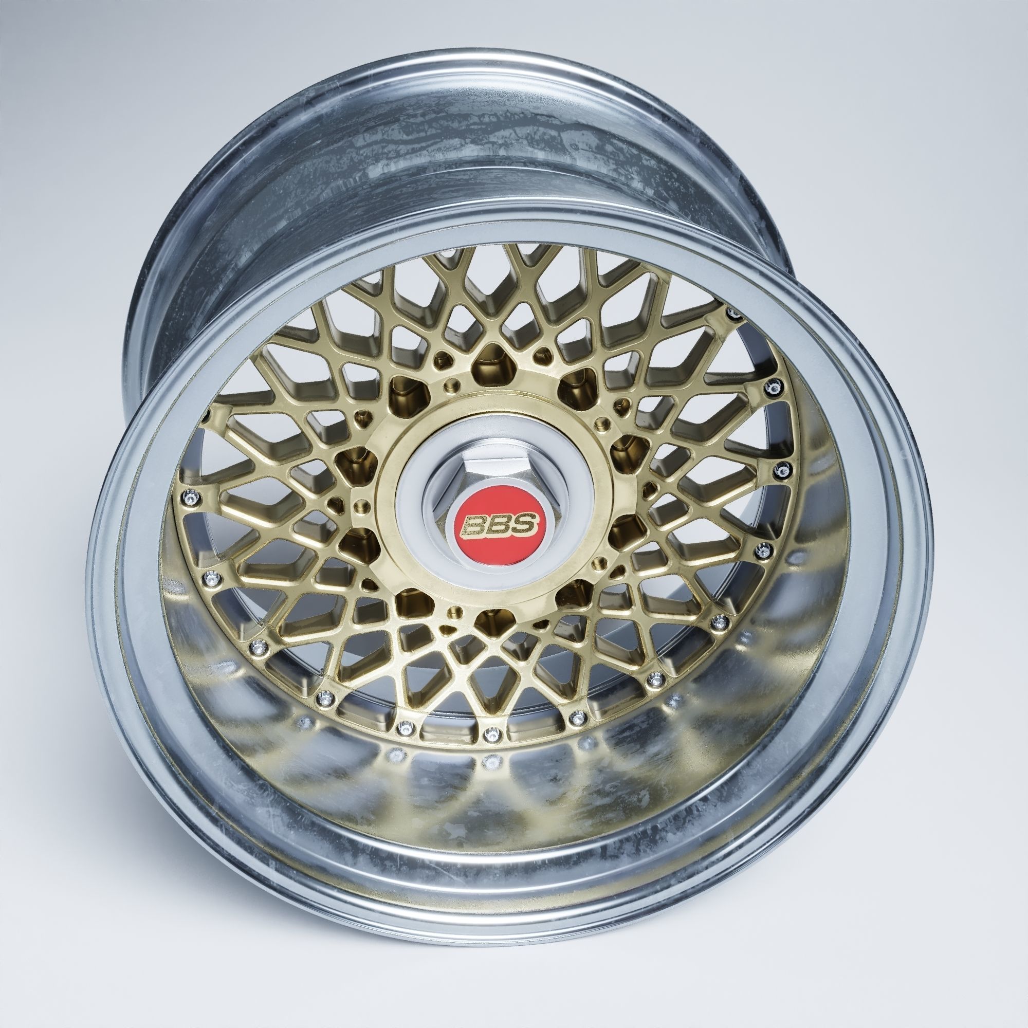 BBS E55 With Turbofan 3 PIECE WHEELS Low-poly 3D model_43