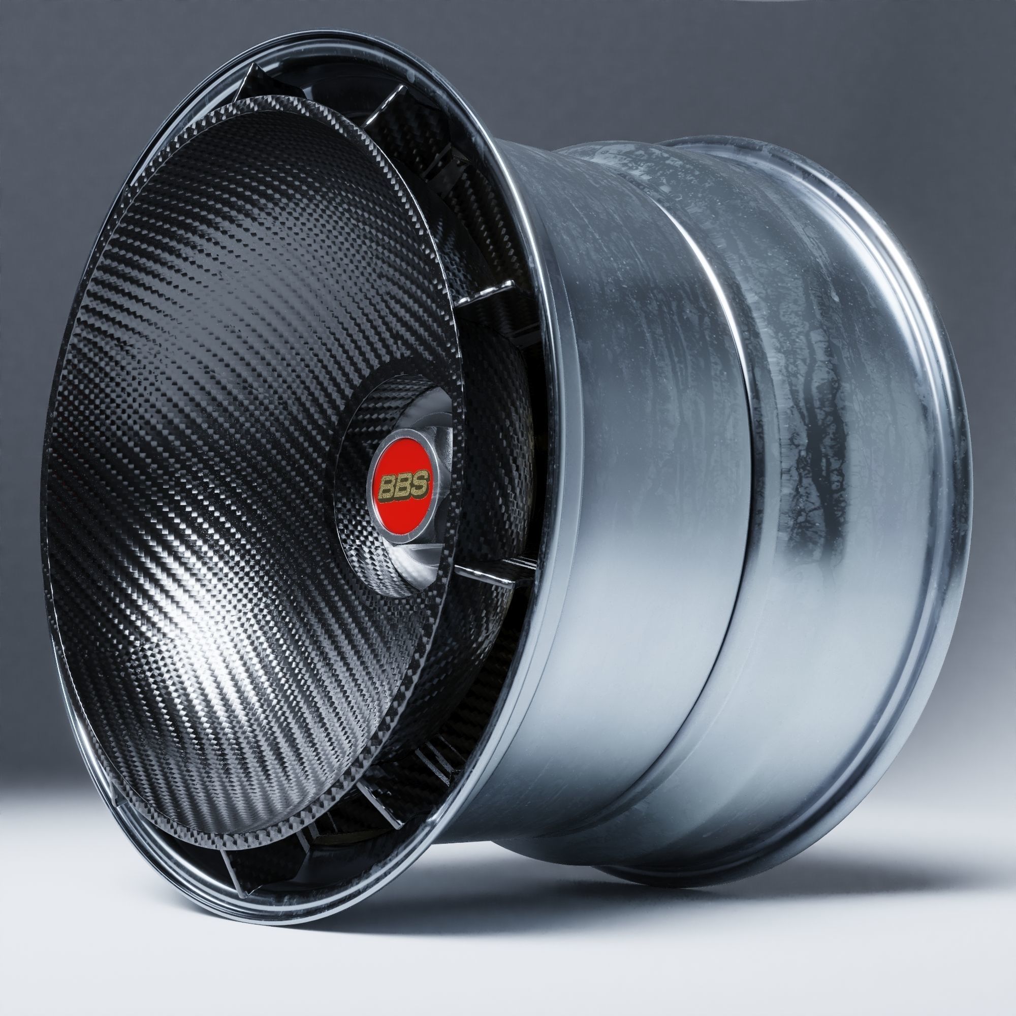 BBS E55 With Turbofan 3 PIECE WHEELS Low-poly 3D model_22