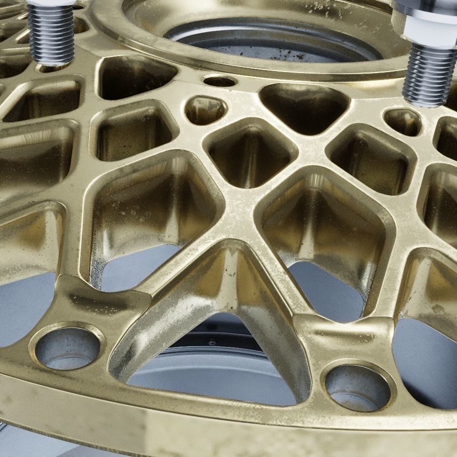 BBS E55 With Turbofan 3 PIECE WHEELS Low-poly 3D model_9