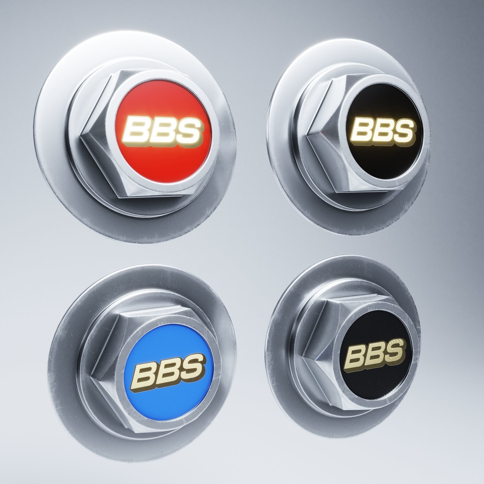 BBS E55 With Turbofan 3 PIECE WHEELS Low-poly 3D model_11