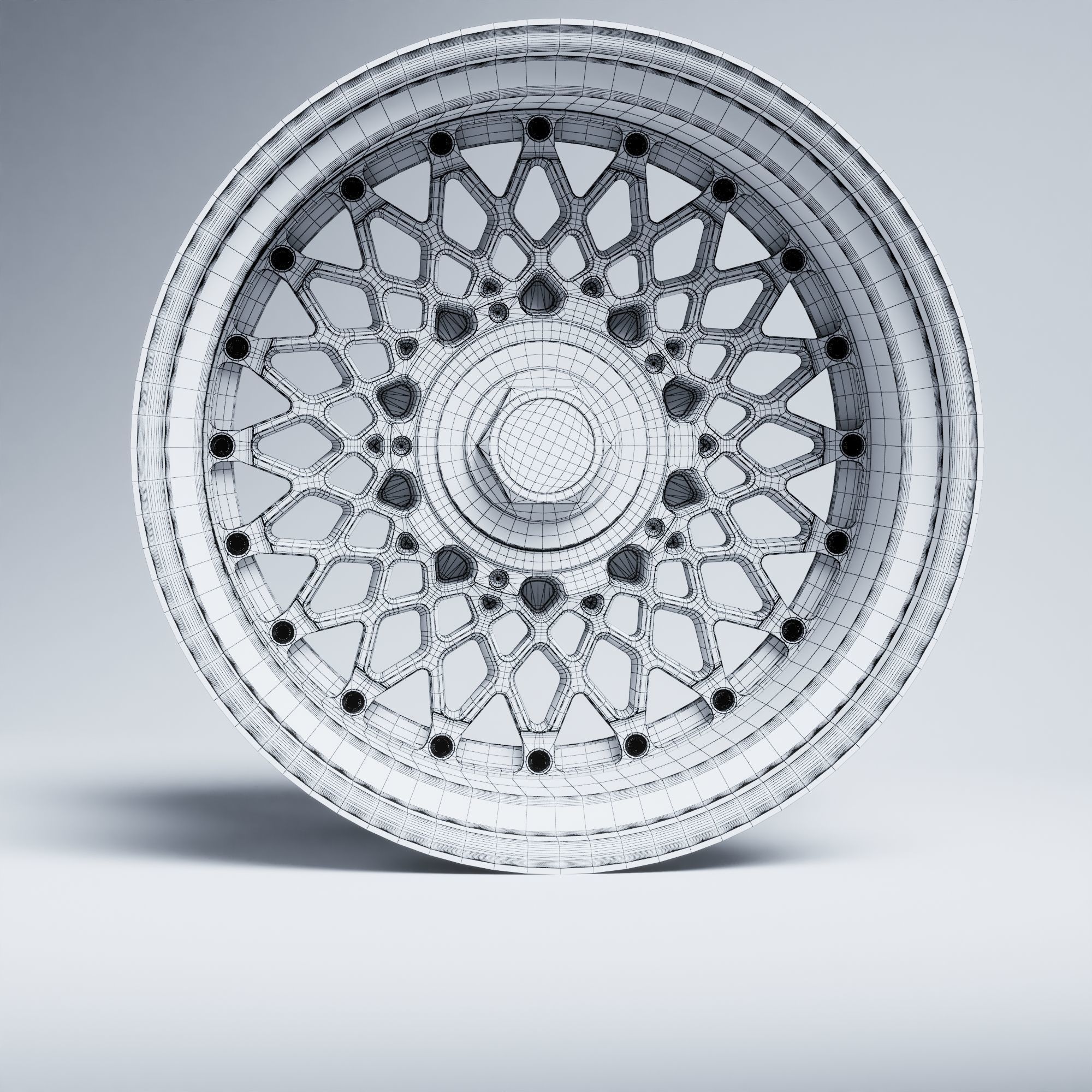 BBS E55 With Turbofan 3 PIECE WHEELS Low-poly 3D model_52