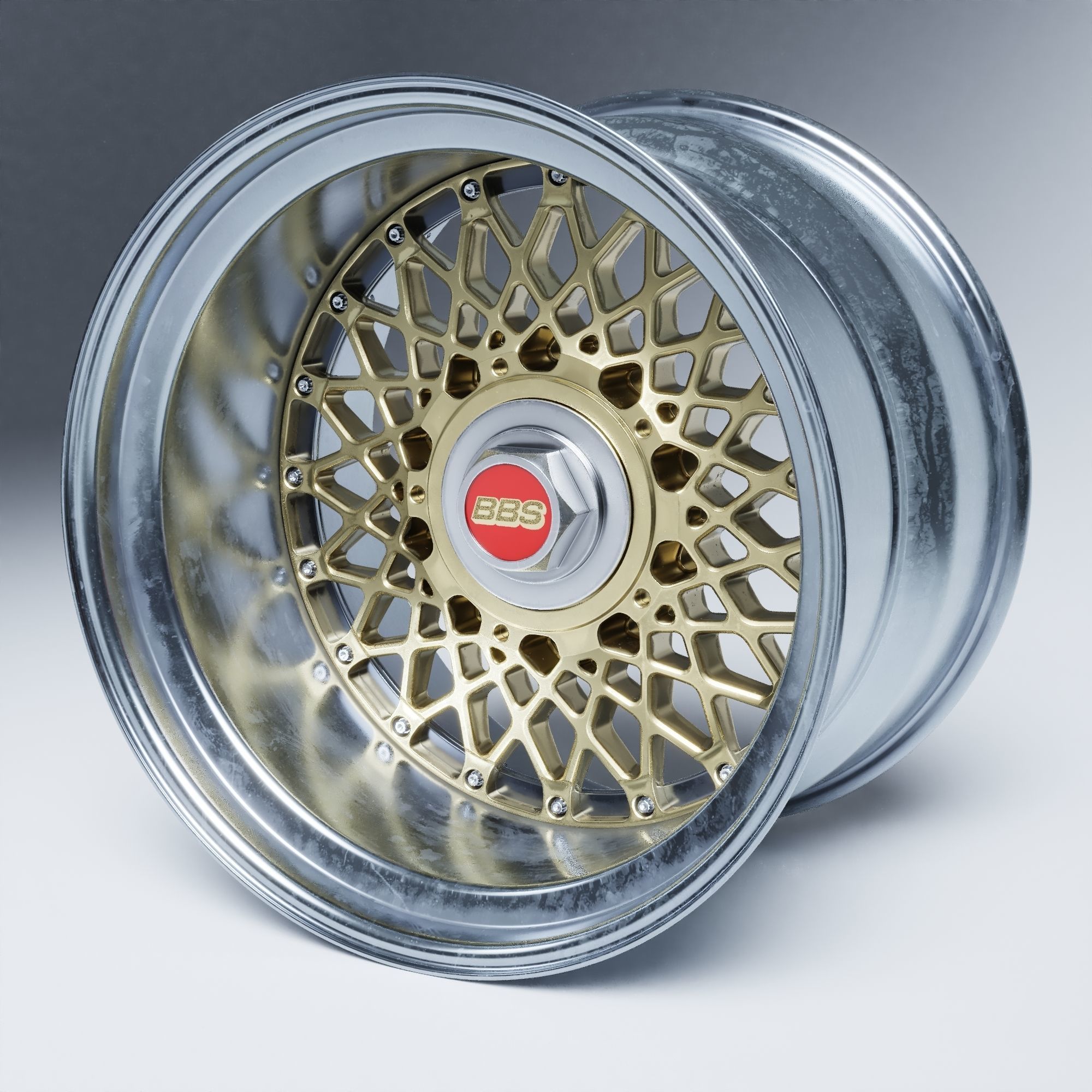 BBS E55 With Turbofan 3 PIECE WHEELS Low-poly 3D model_50