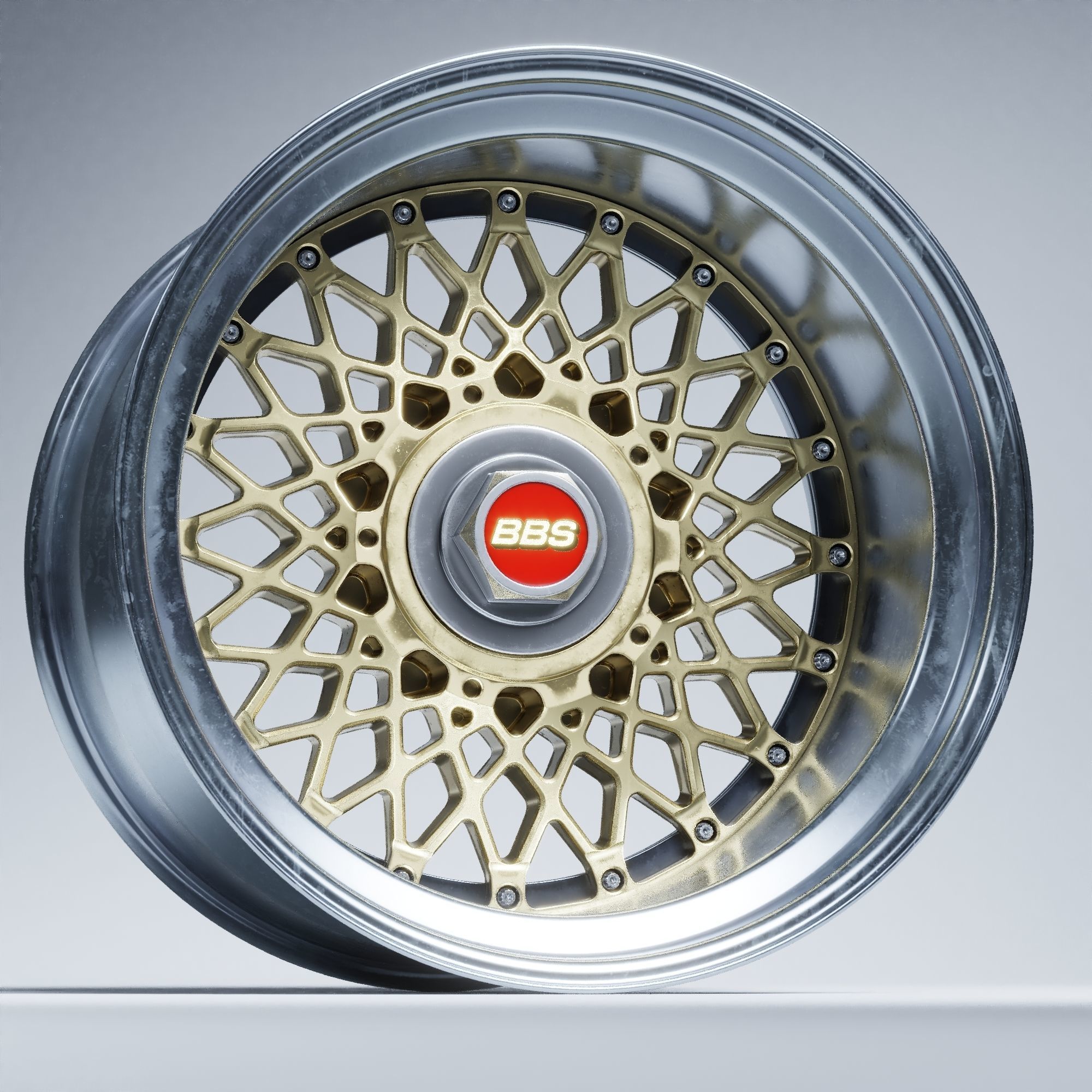 BBS E55 With Turbofan 3 PIECE WHEELS Low-poly 3D model_48