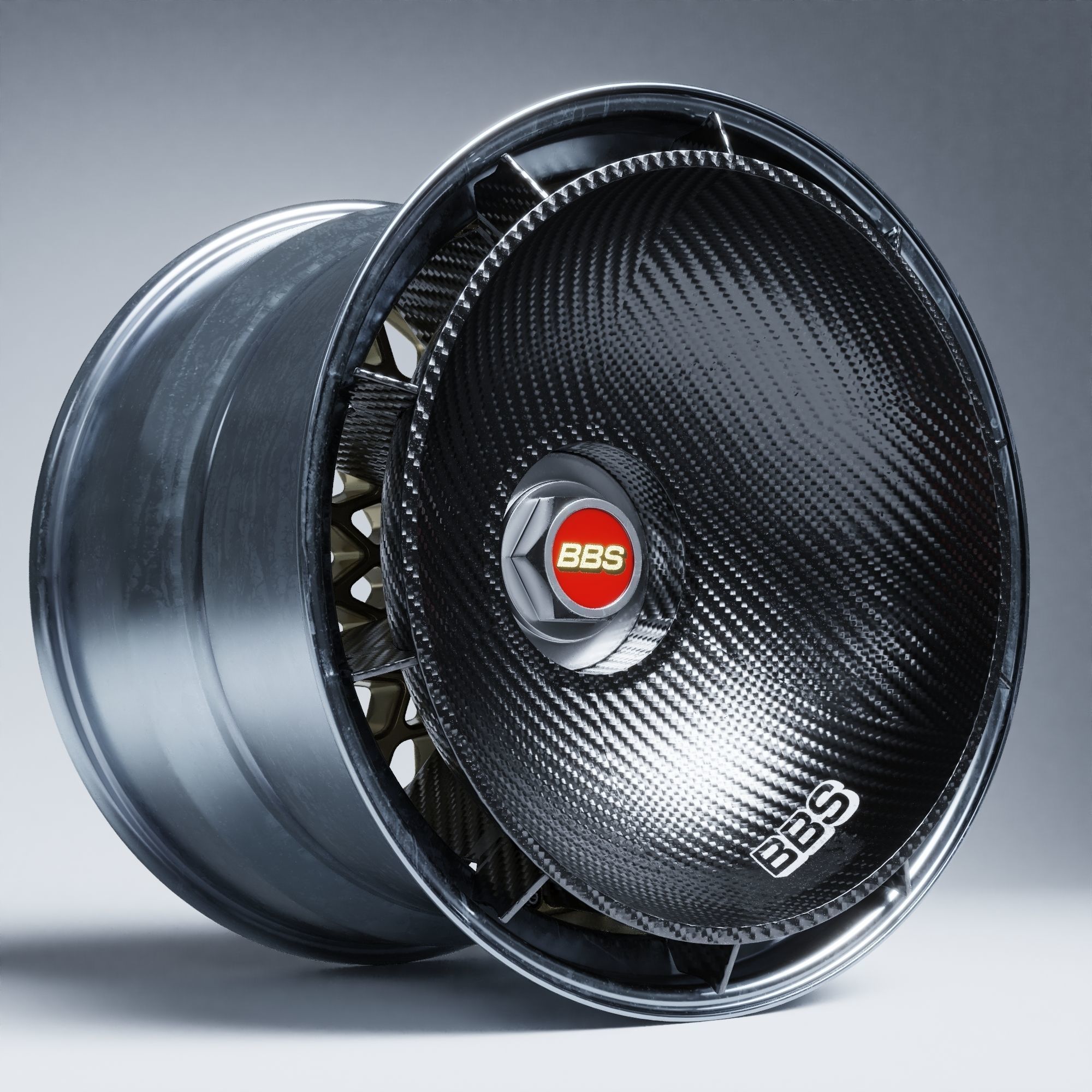 BBS E55 With Turbofan 3 PIECE WHEELS Low-poly 3D model_21
