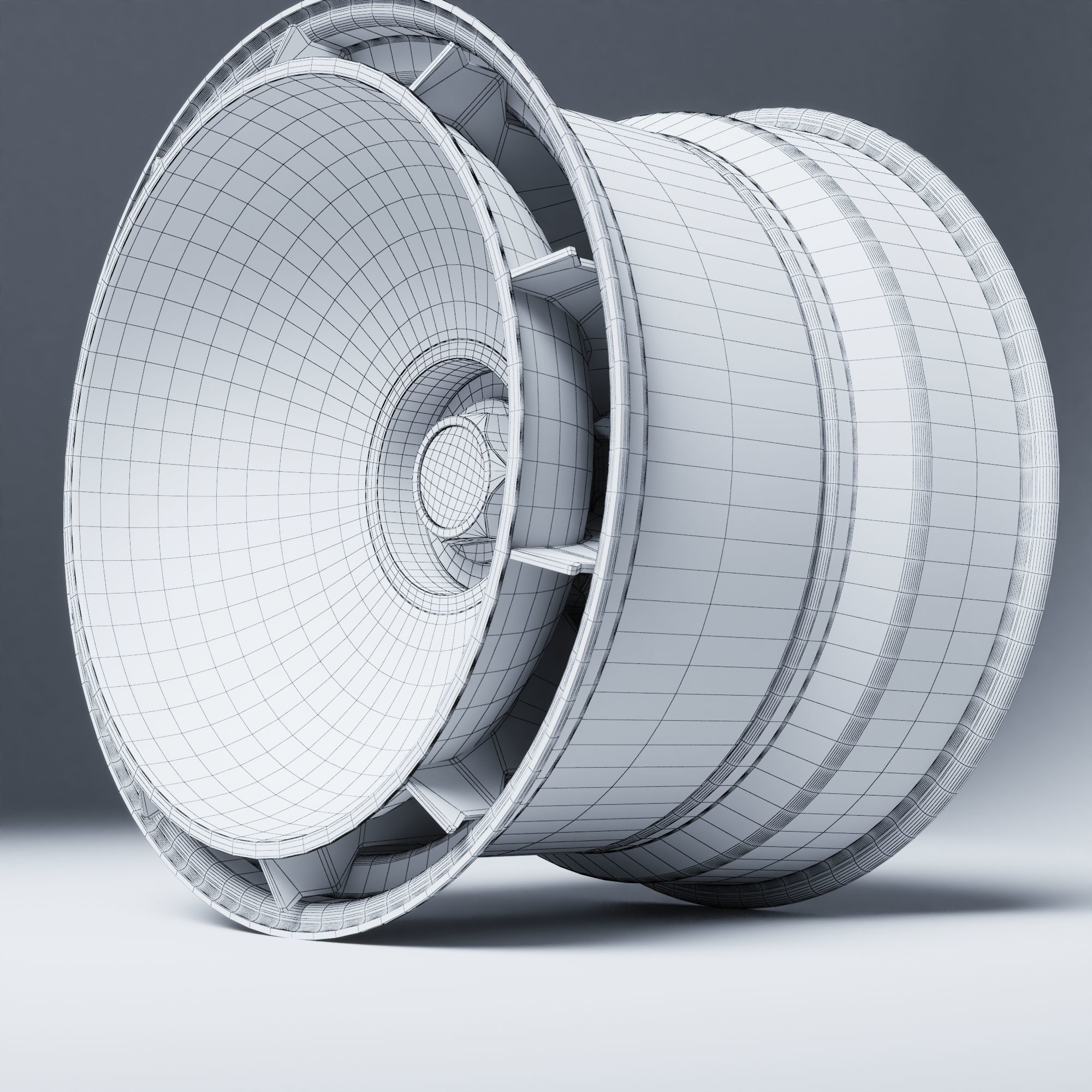 BBS E55 With Turbofan 3 PIECE WHEELS Low-poly 3D model_36