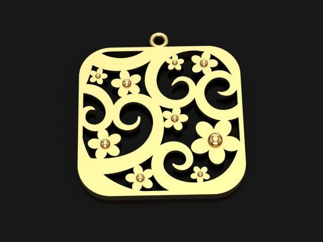 Flower Pendant 3D print model_3