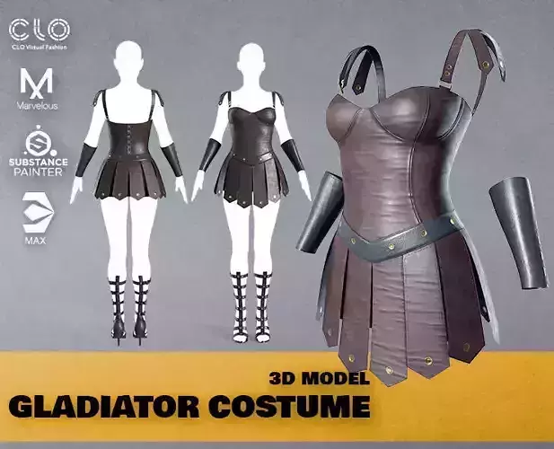 Gladiator Costume Low-poly 3D model PBR