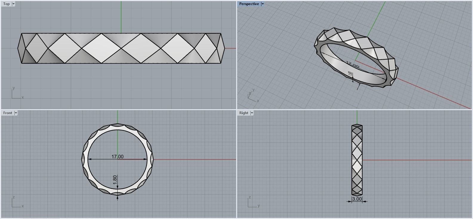 rhombus ring model 315  3D print model_5