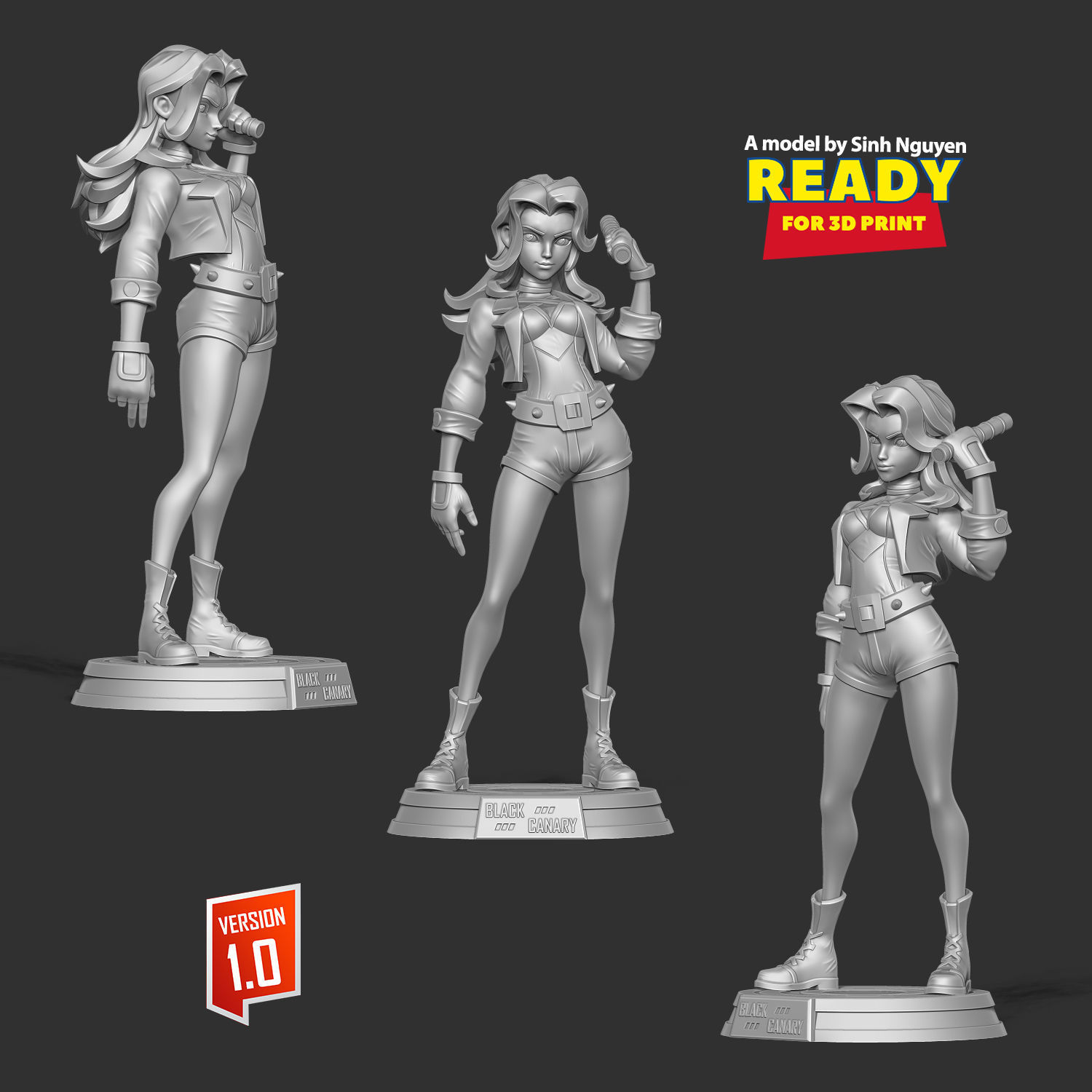 Black Canary Stylized 3D print model_6
