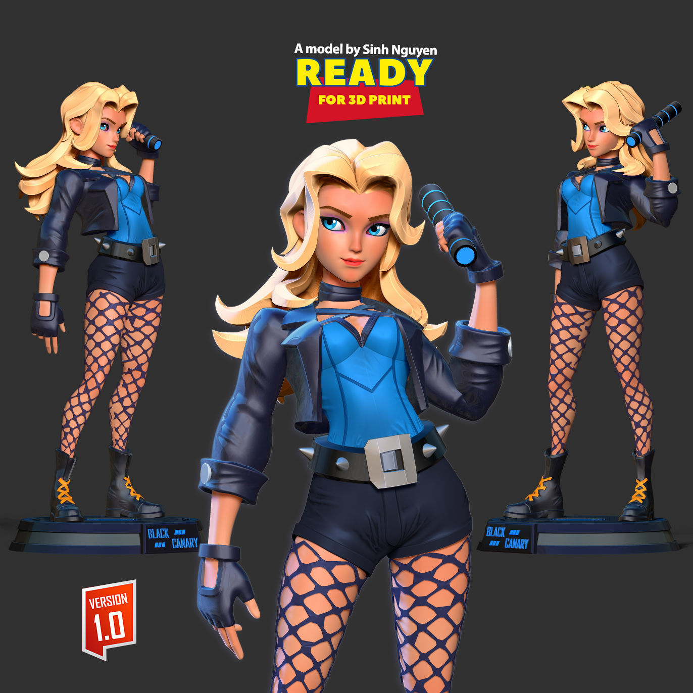 Black Canary Stylized 3D print model_1