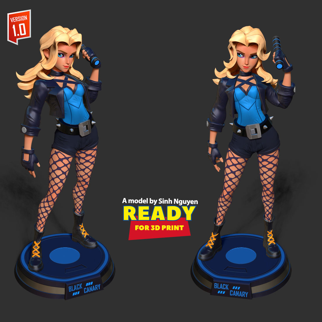 Black Canary Stylized 3D print model_3