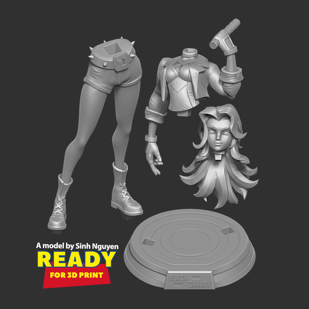 Black Canary Stylized 3D print model_2