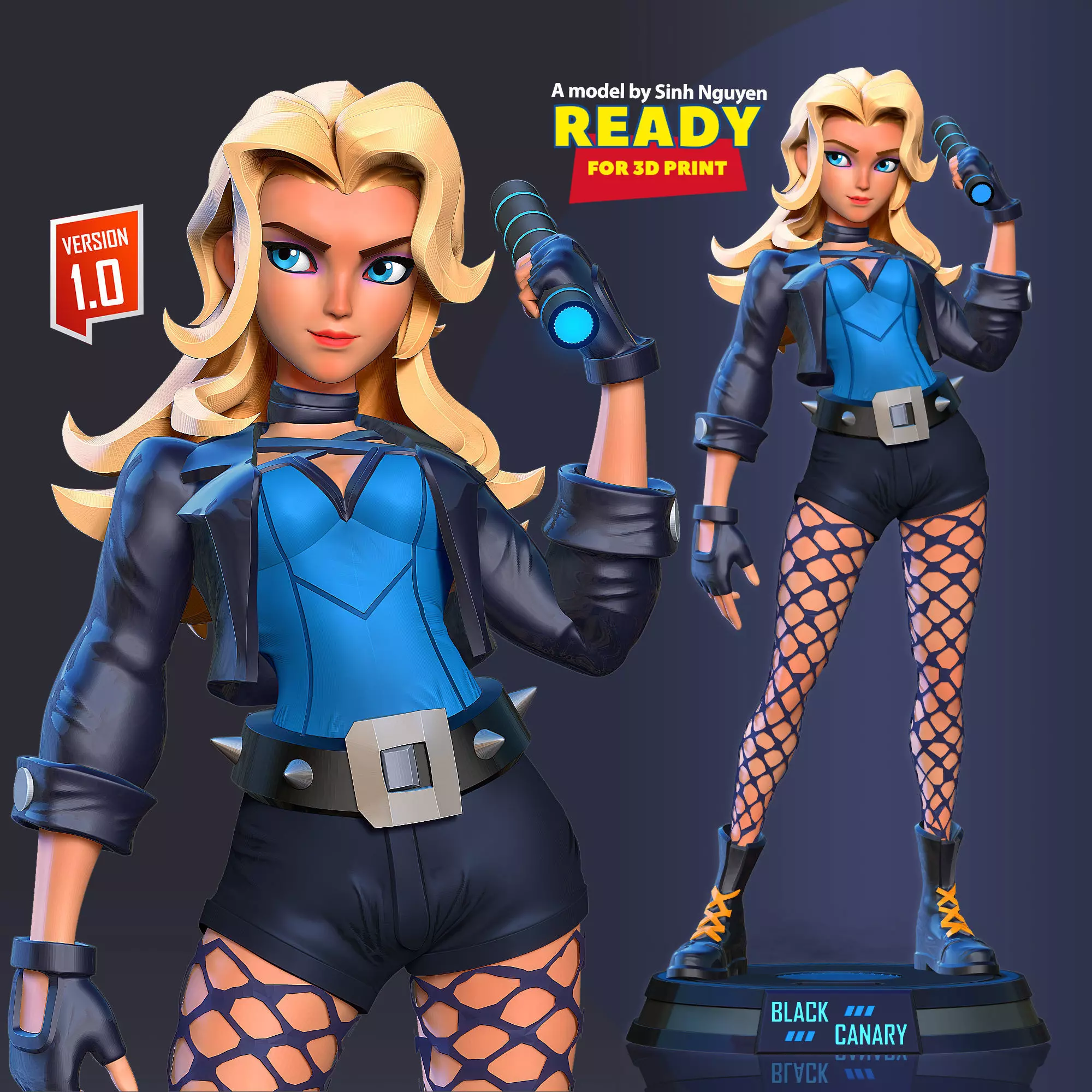 Black Canary Stylized 3D print model_0