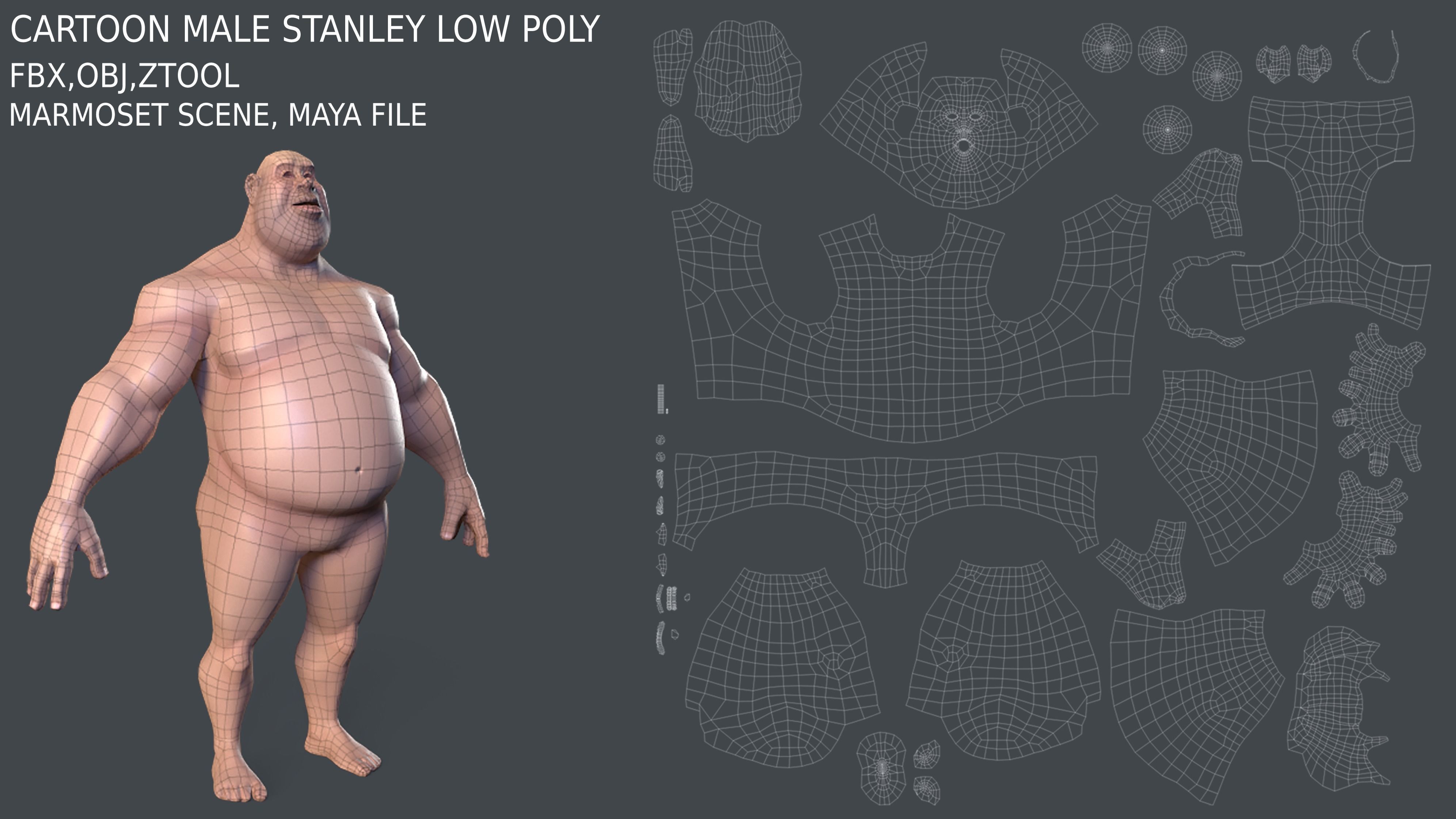 Stanley low poly game character Low-poly 3D model_6