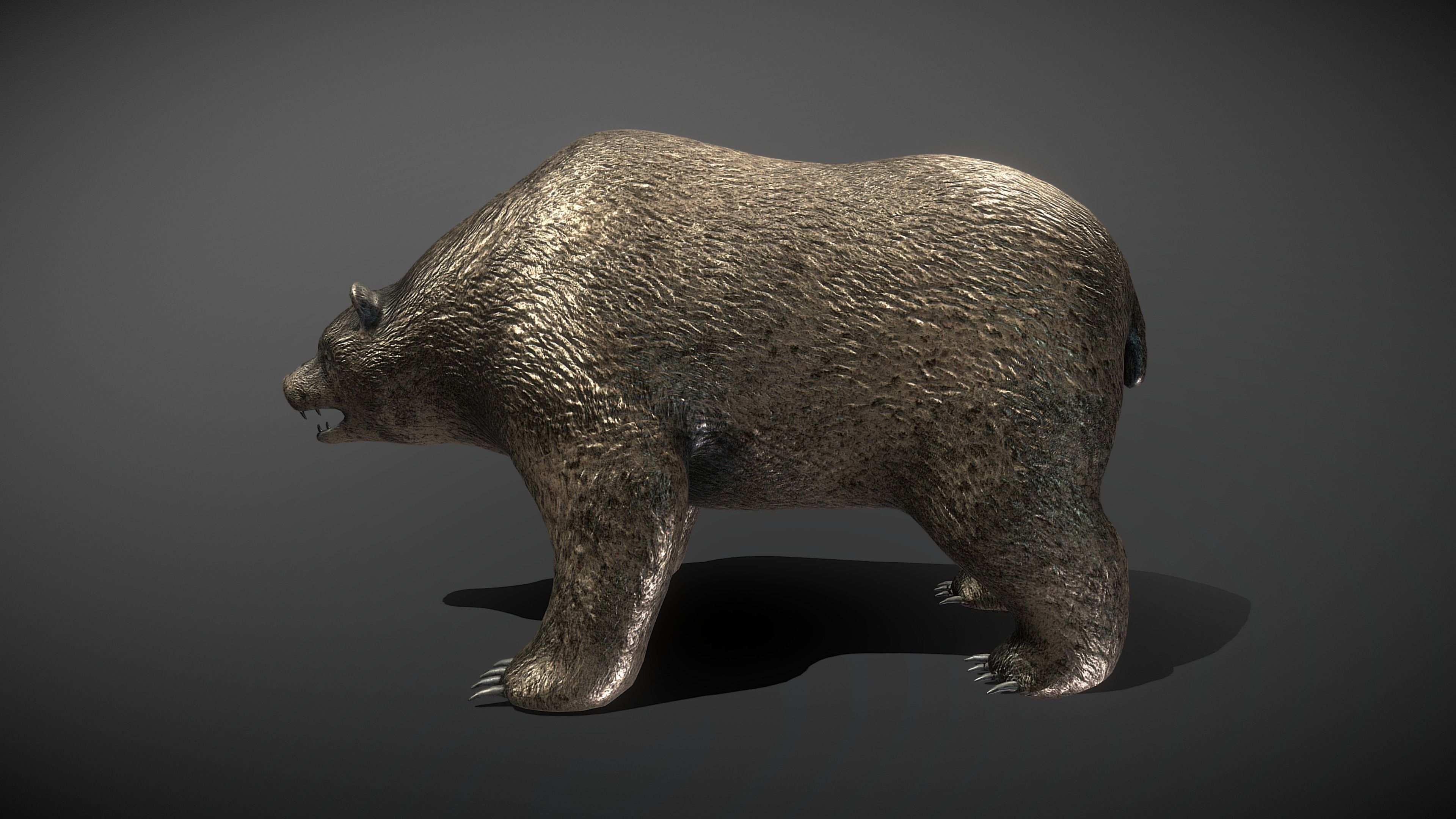 Bear Bronze Statue Low-poly 3D model_4
