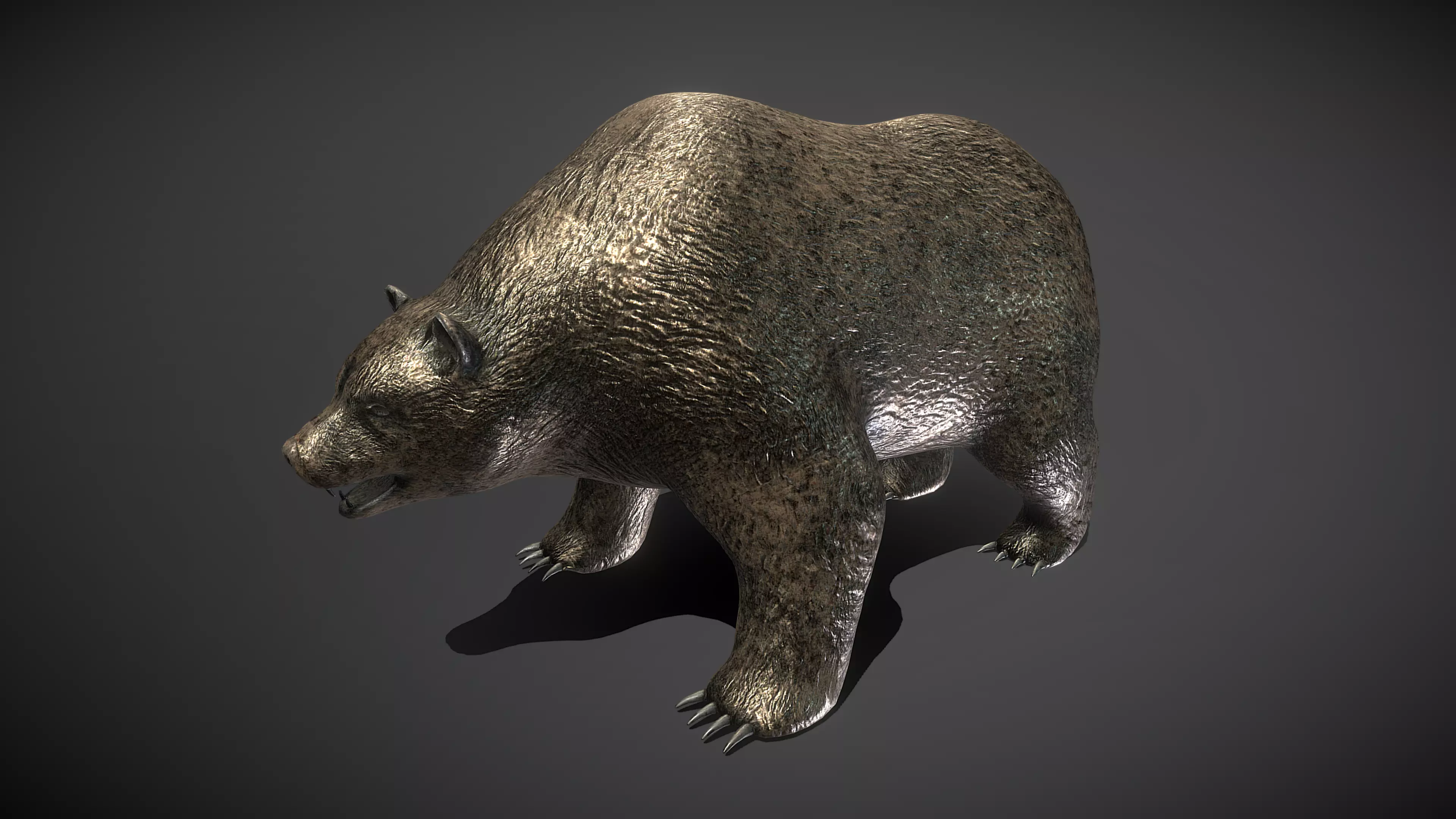 Bear Bronze Statue Low-poly 3D model_0