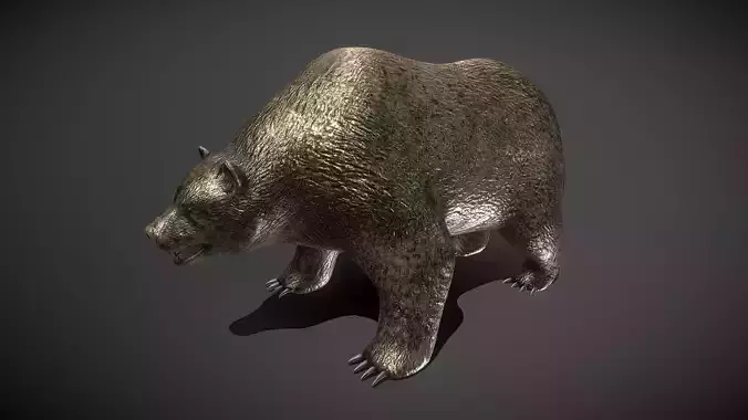 Bear Bronze Statue Low-poly 3D model