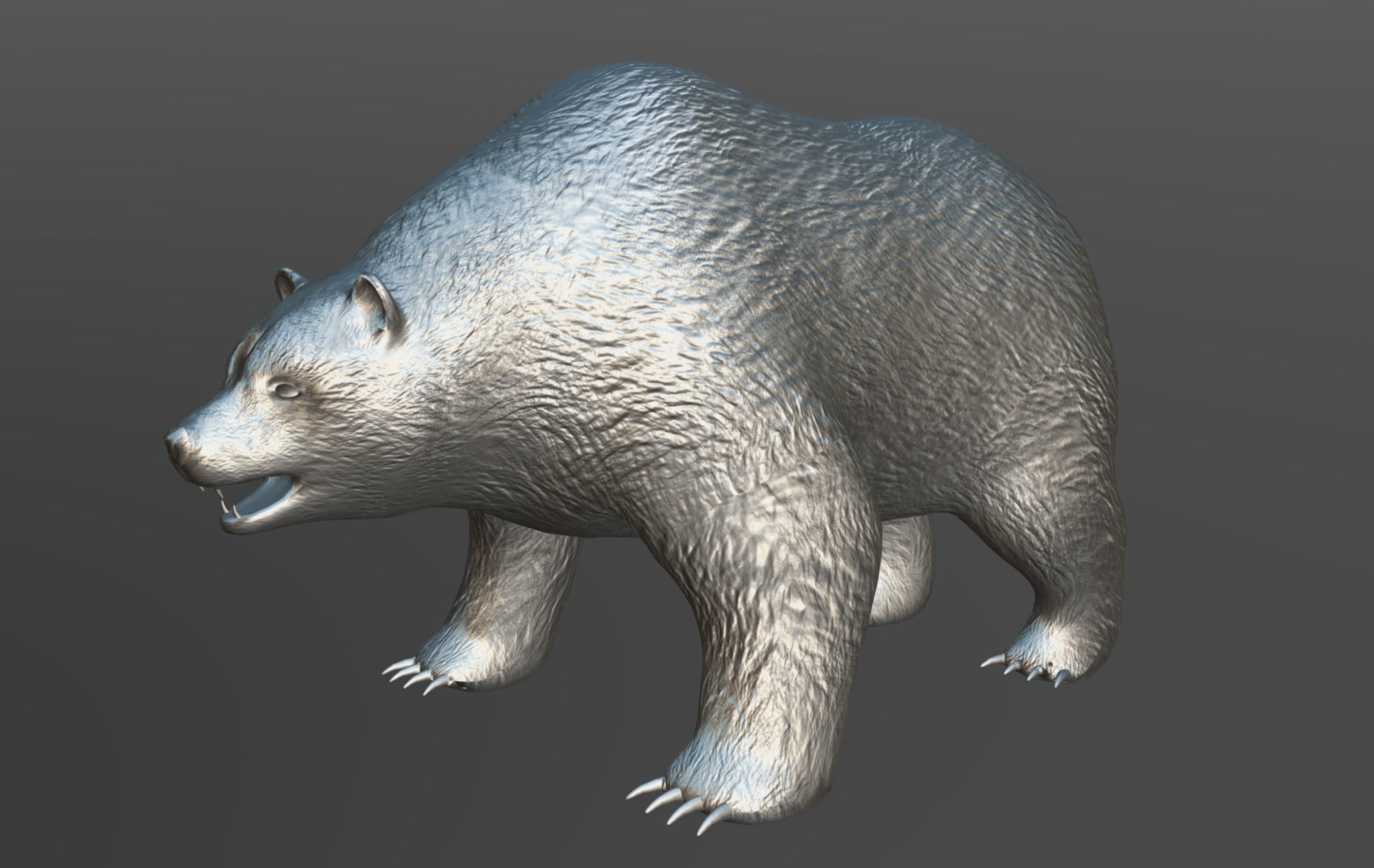 Bear Bronze Statue Low-poly 3D model_6