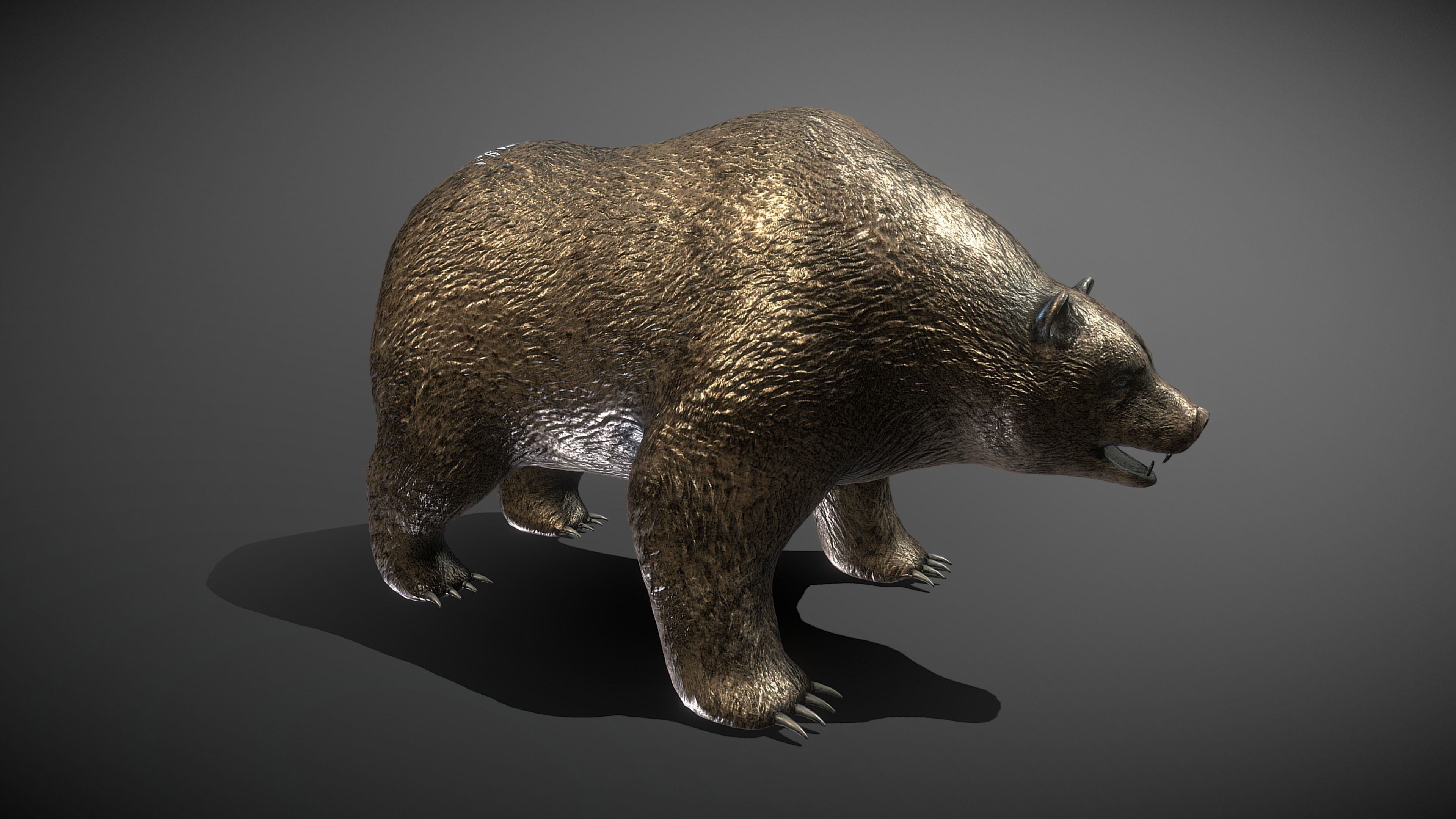 Bear Bronze Statue Low-poly 3D model_3