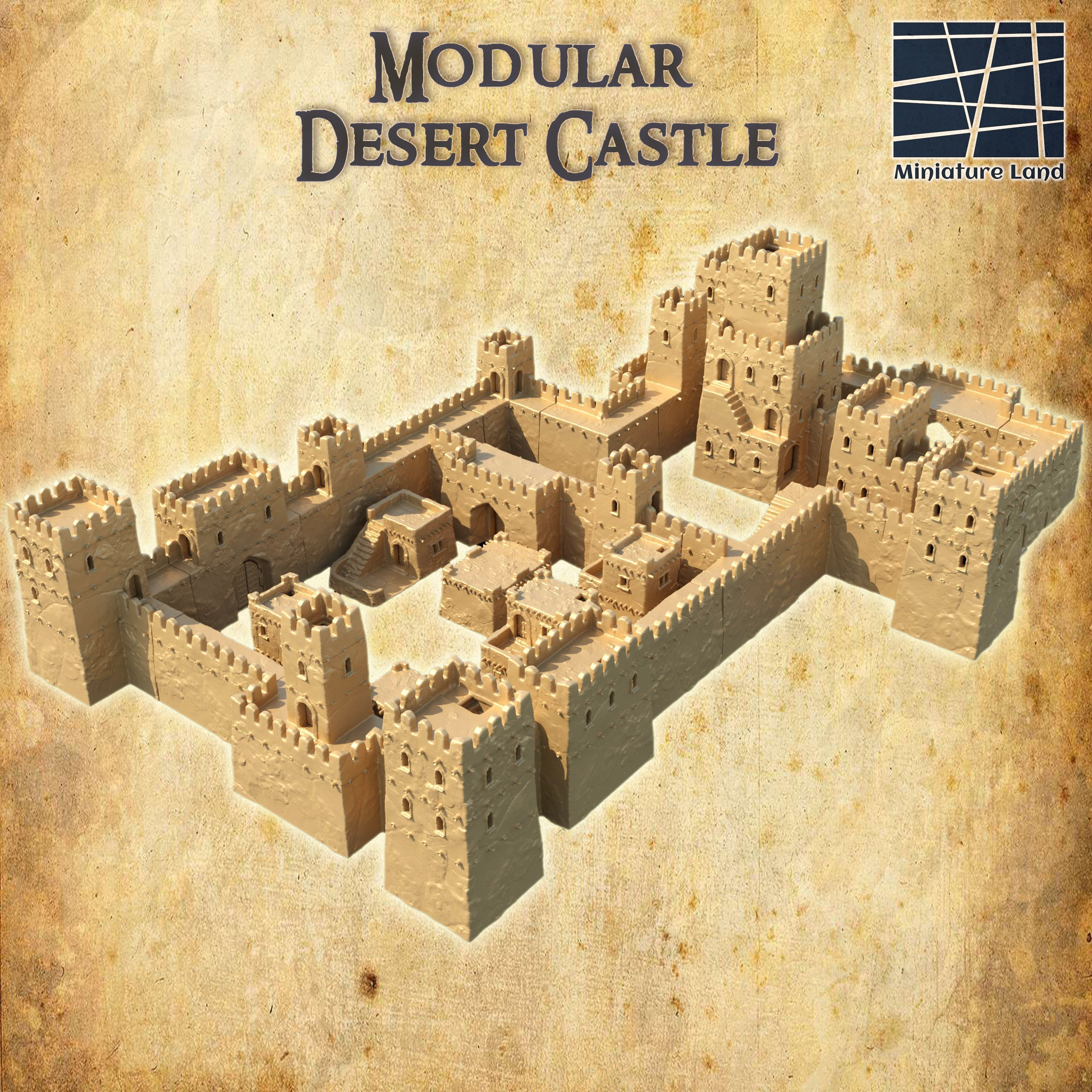 Modular Desert Castle Tabletop Terrain 28 MM 3D print model_6