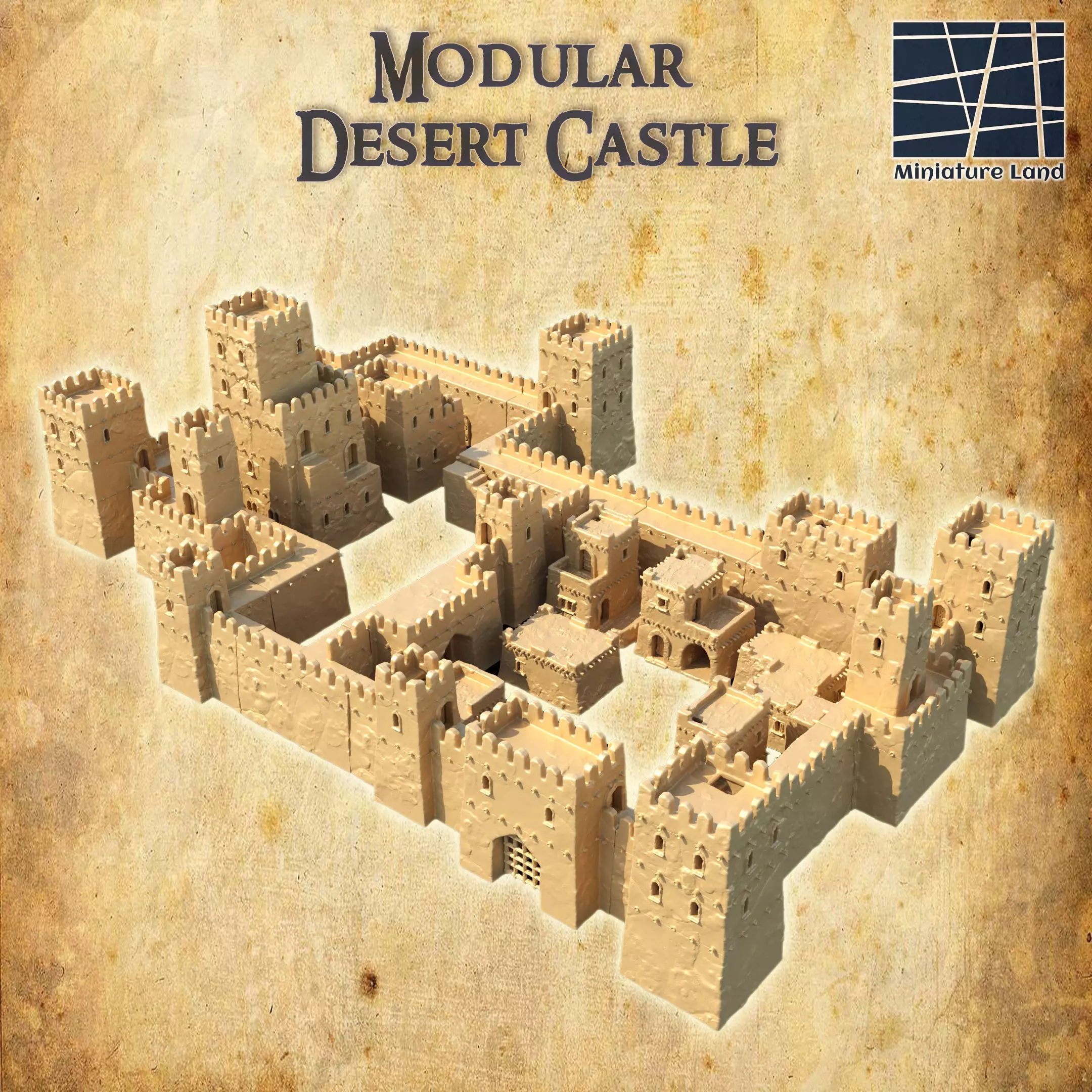 Modular Desert Castle Tabletop Terrain 28 MM 3D print model_0