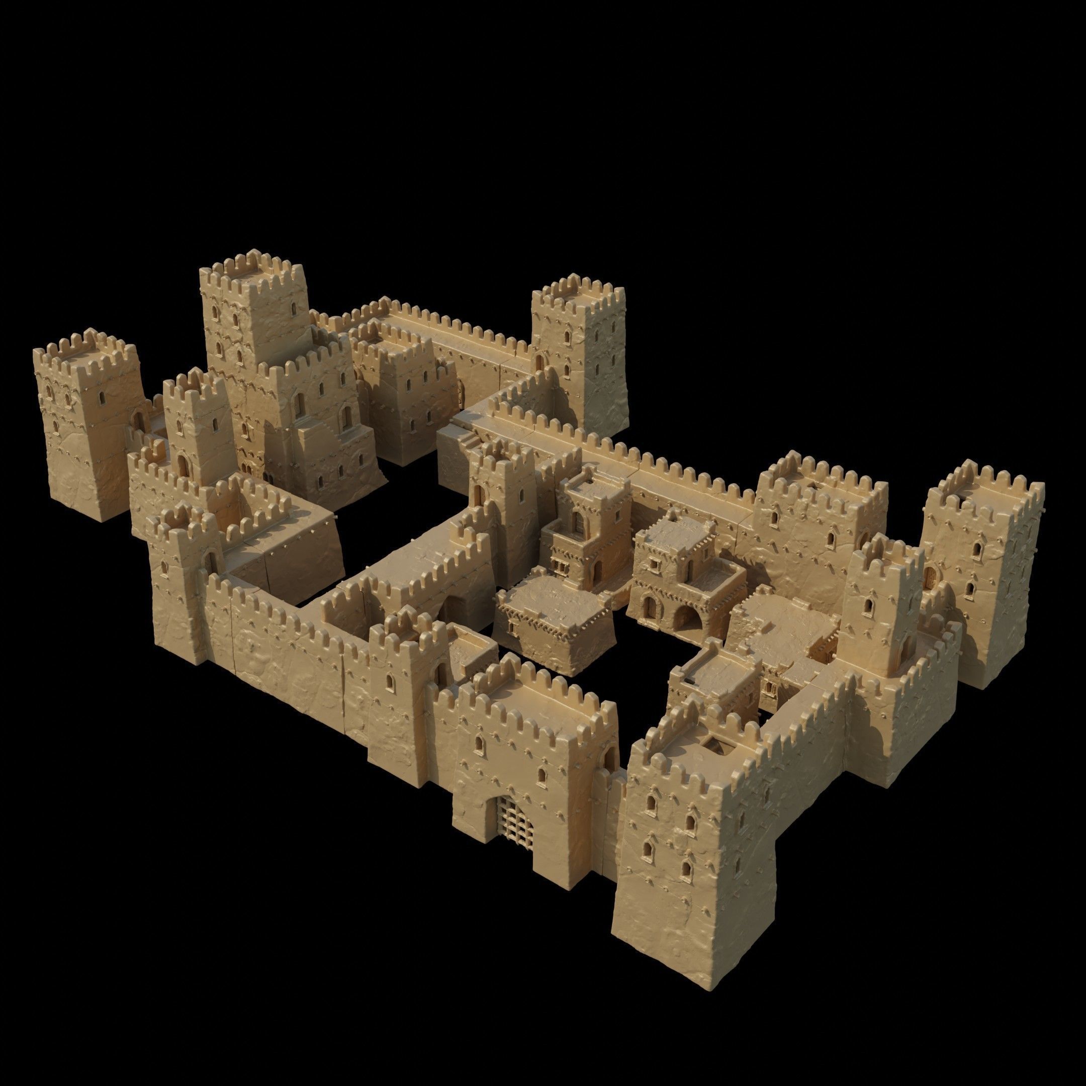 Modular Desert Castle Tabletop Terrain 28 MM 3D print model_1