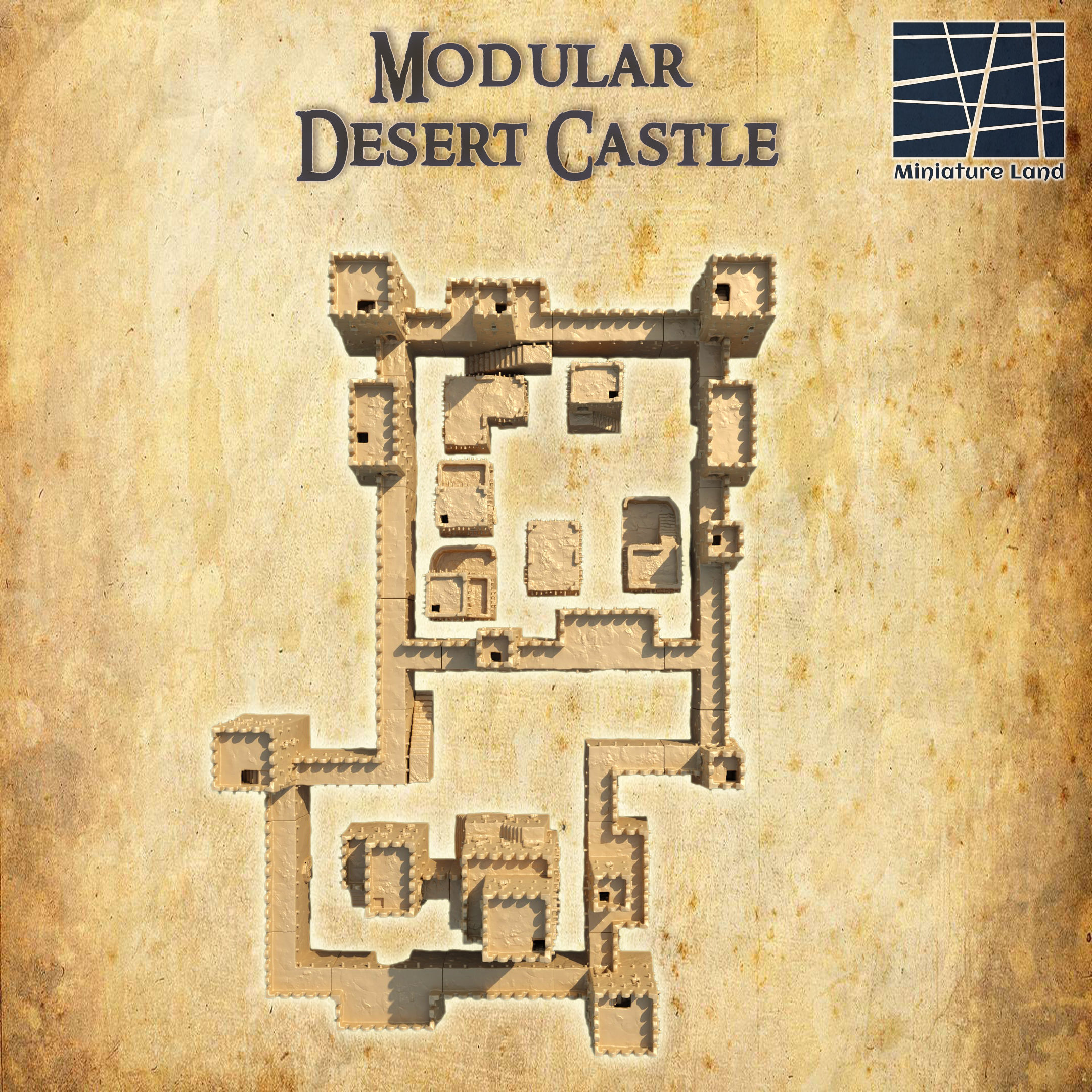 Modular Desert Castle Tabletop Terrain 28 MM 3D print model_8