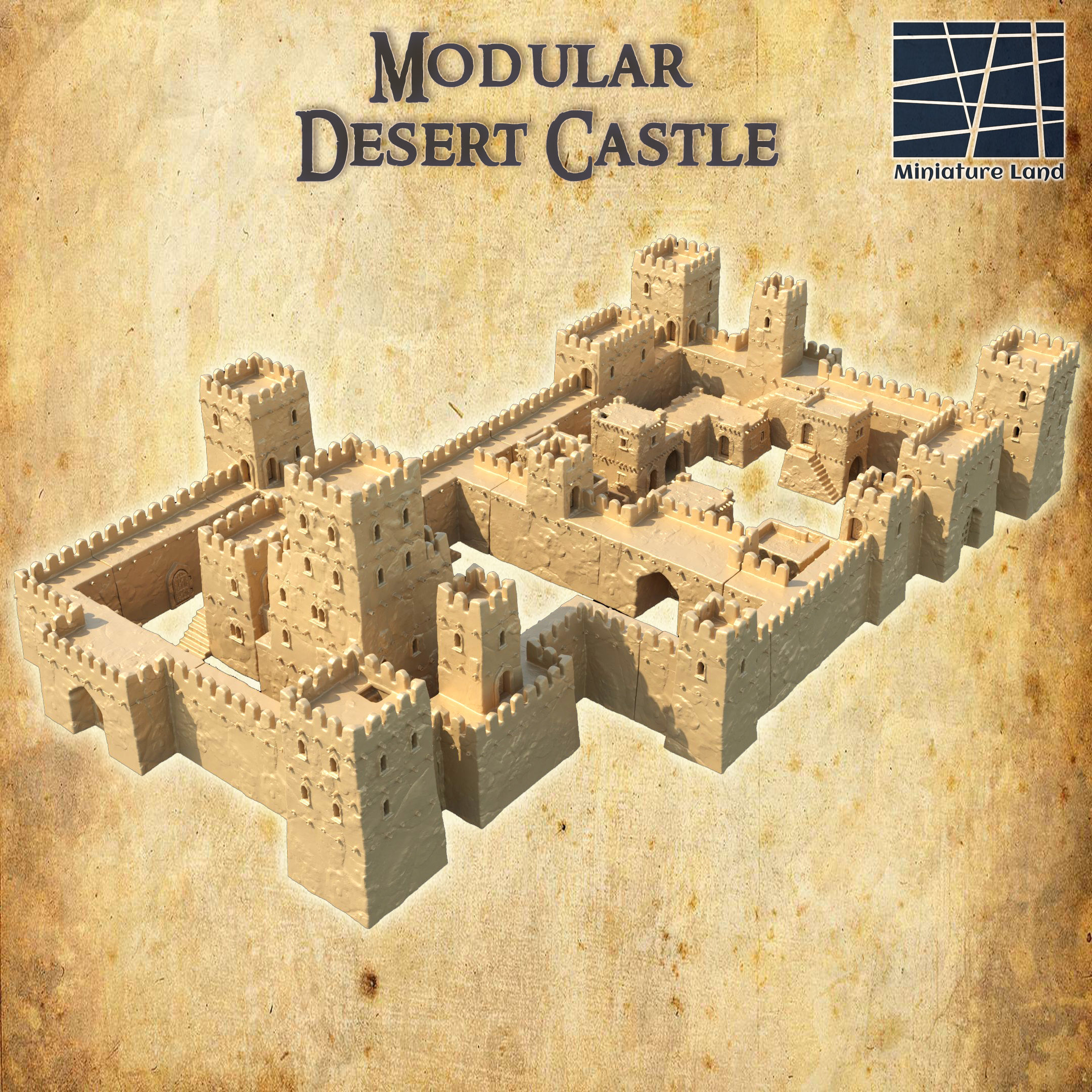 Modular Desert Castle Tabletop Terrain 28 MM 3D print model_2