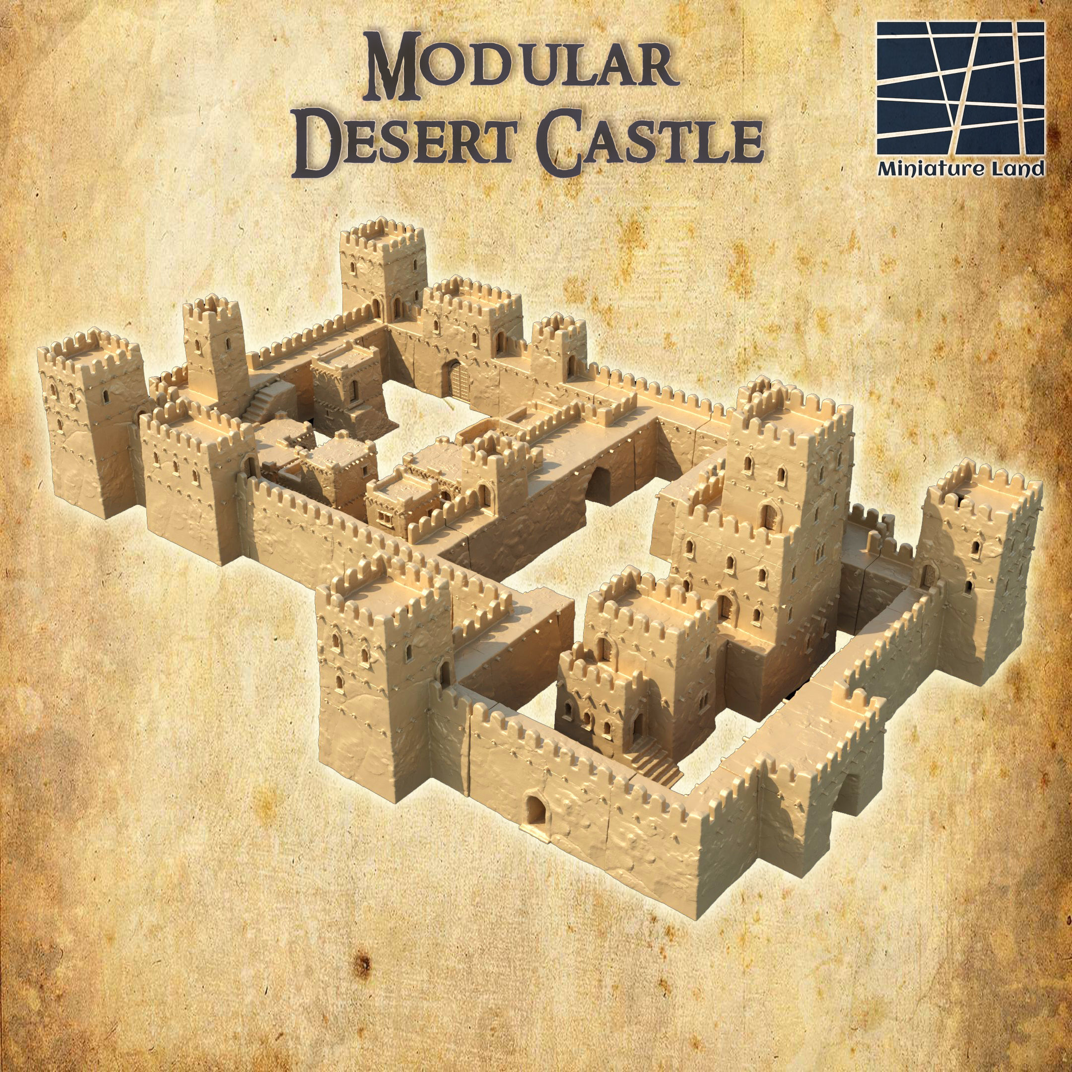 Modular Desert Castle Tabletop Terrain 28 MM 3D print model_4