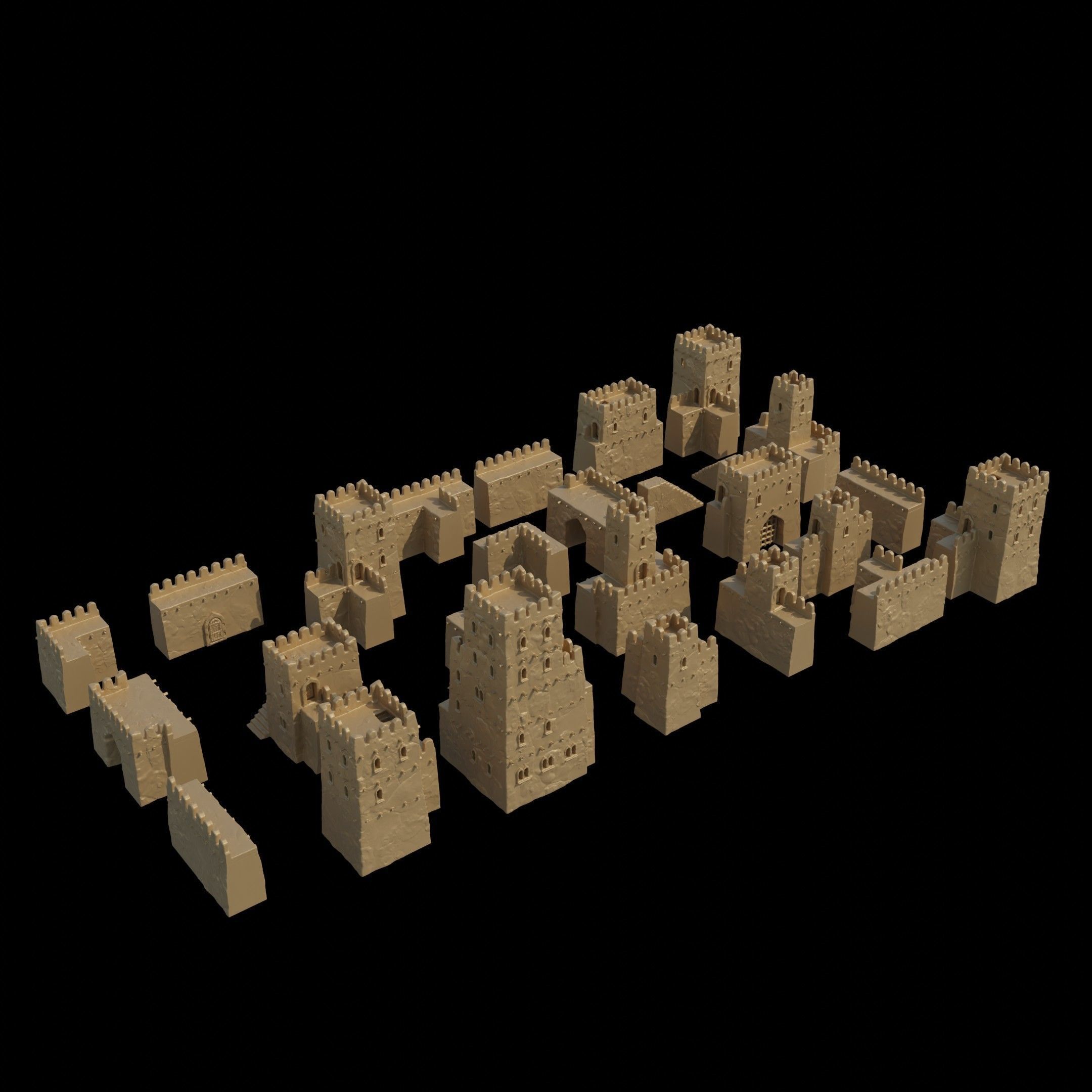 Modular Desert Castle Tabletop Terrain 28 MM 3D print model_11