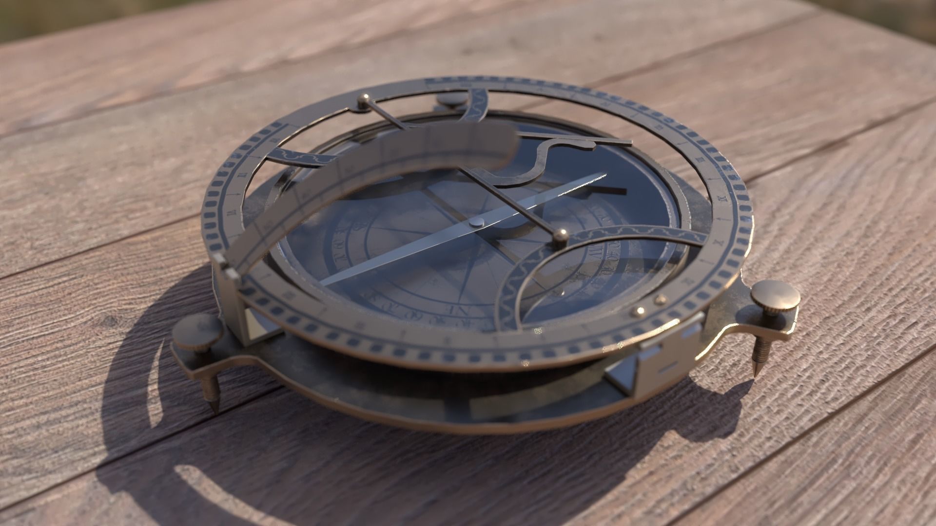 Sundial antique compass 3D model_1