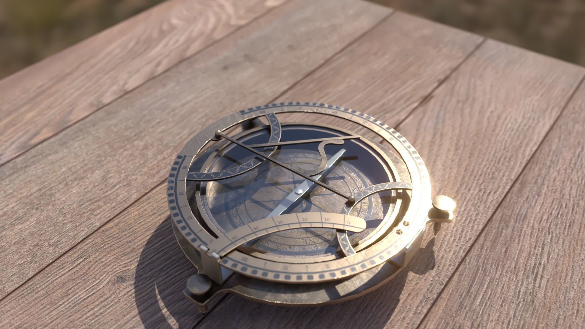 Sundial antique compass 3D model_2