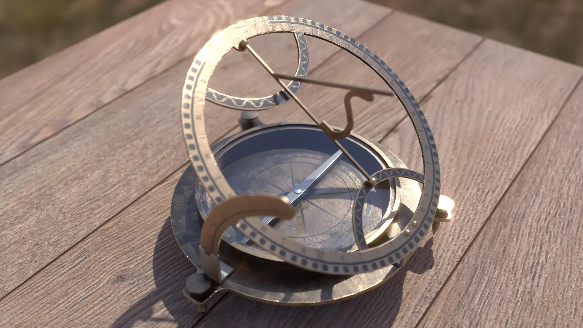 Sundial antique compass 3D model_0