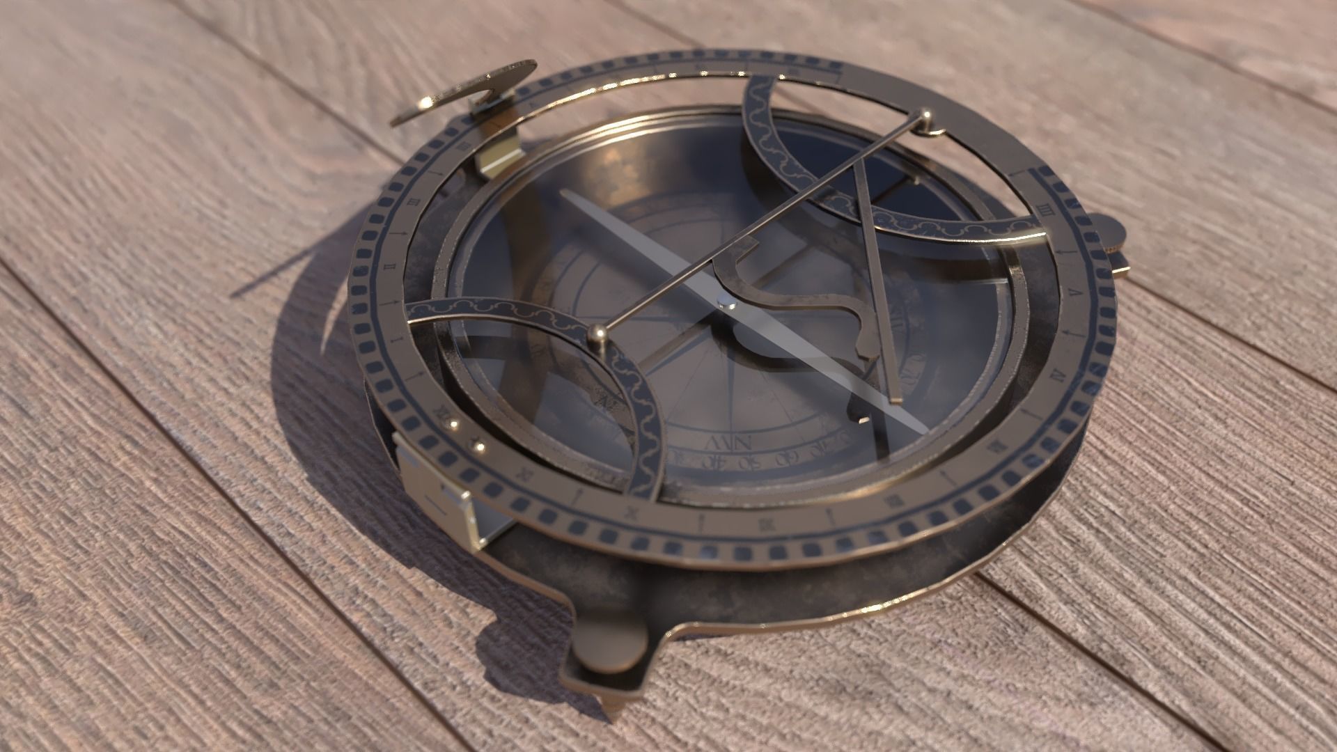 Sundial antique compass 3D model_4