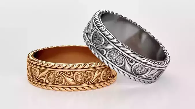 Wedding ring with ornament