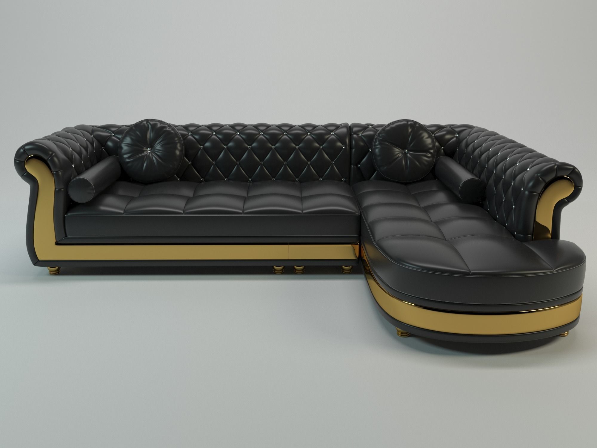 Luxury L-Shape module sofa 3D model_7