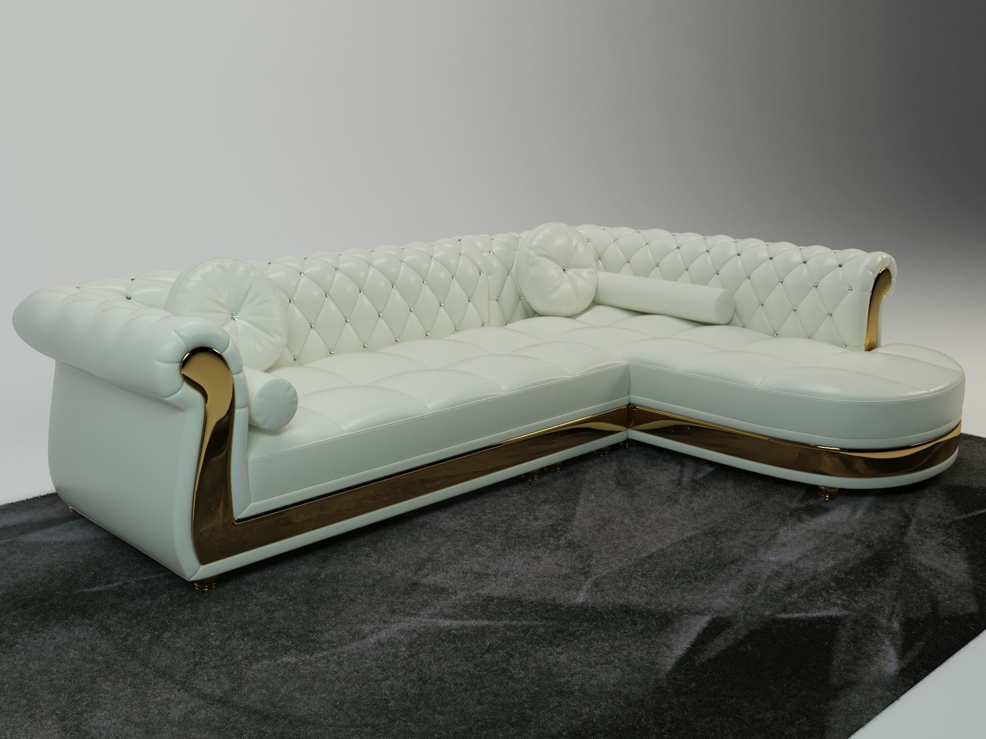 Luxury L-Shape module sofa 3D model_3