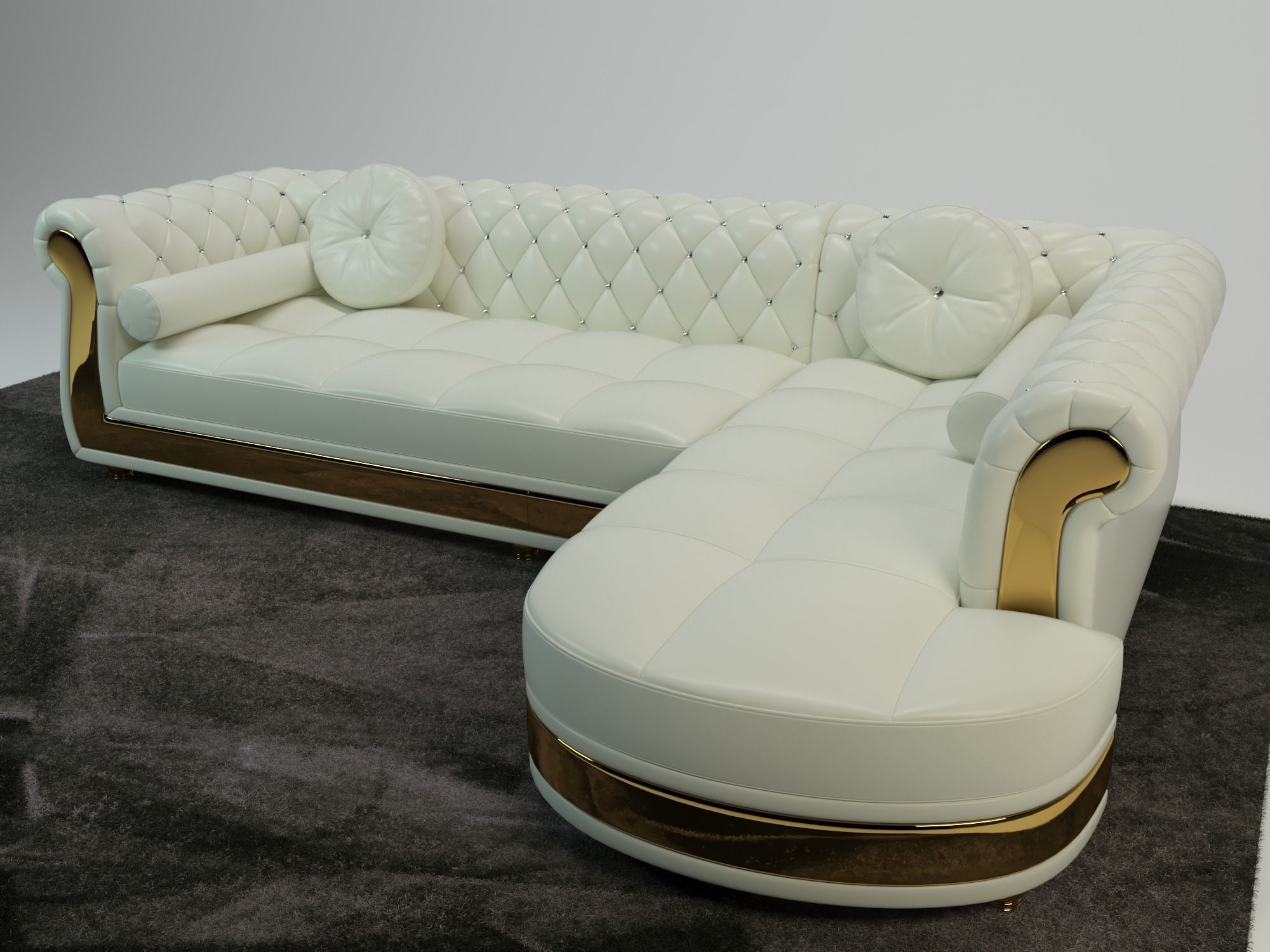 Luxury L-Shape module sofa 3D model_4