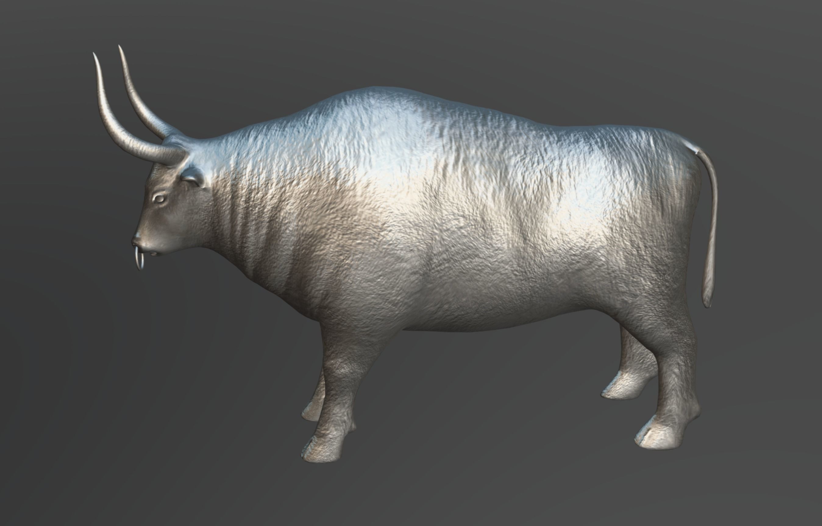 Bull Bronze Statue Low-poly 3D model_7