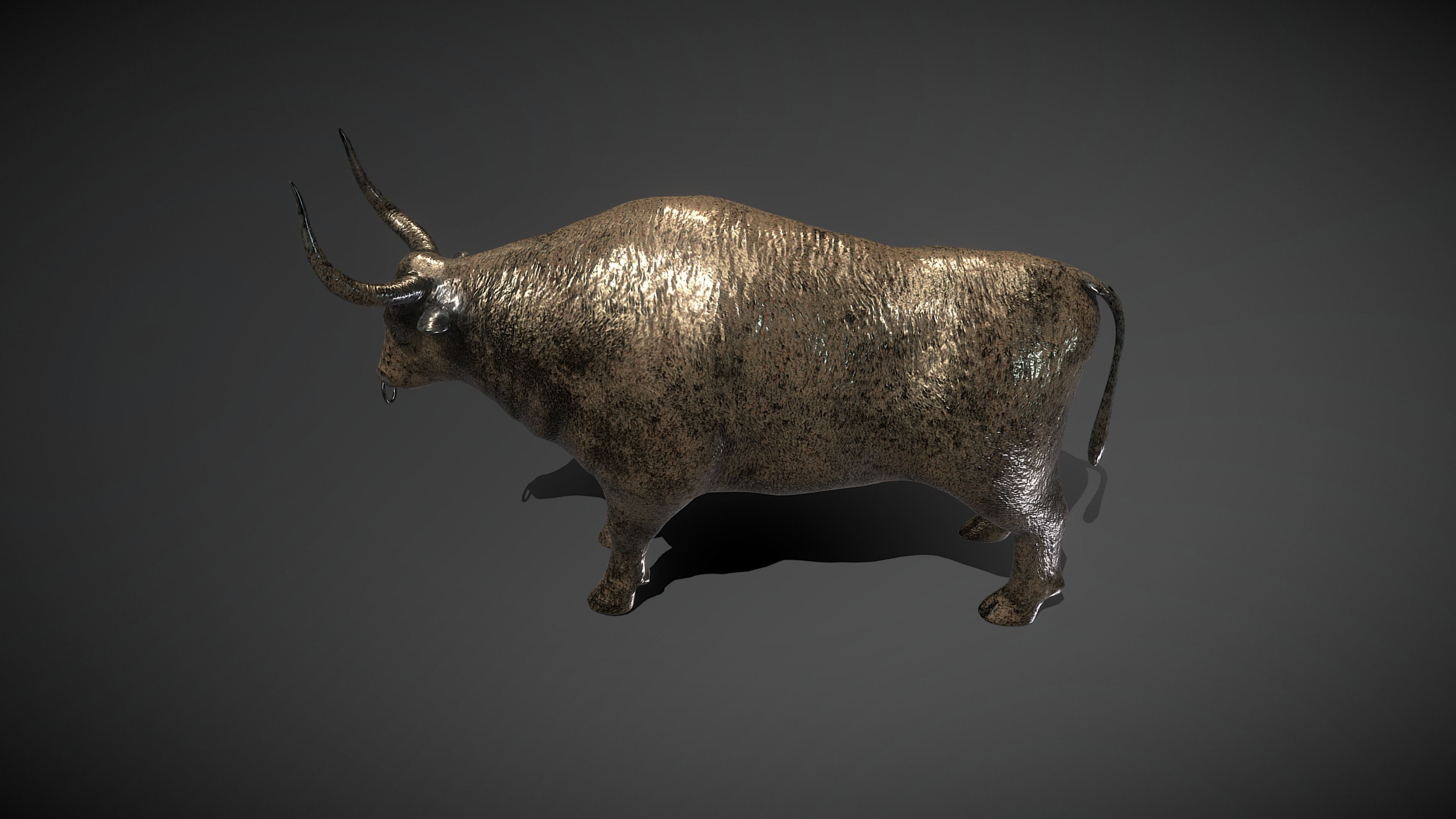 Bull Bronze Statue Low-poly 3D model_5