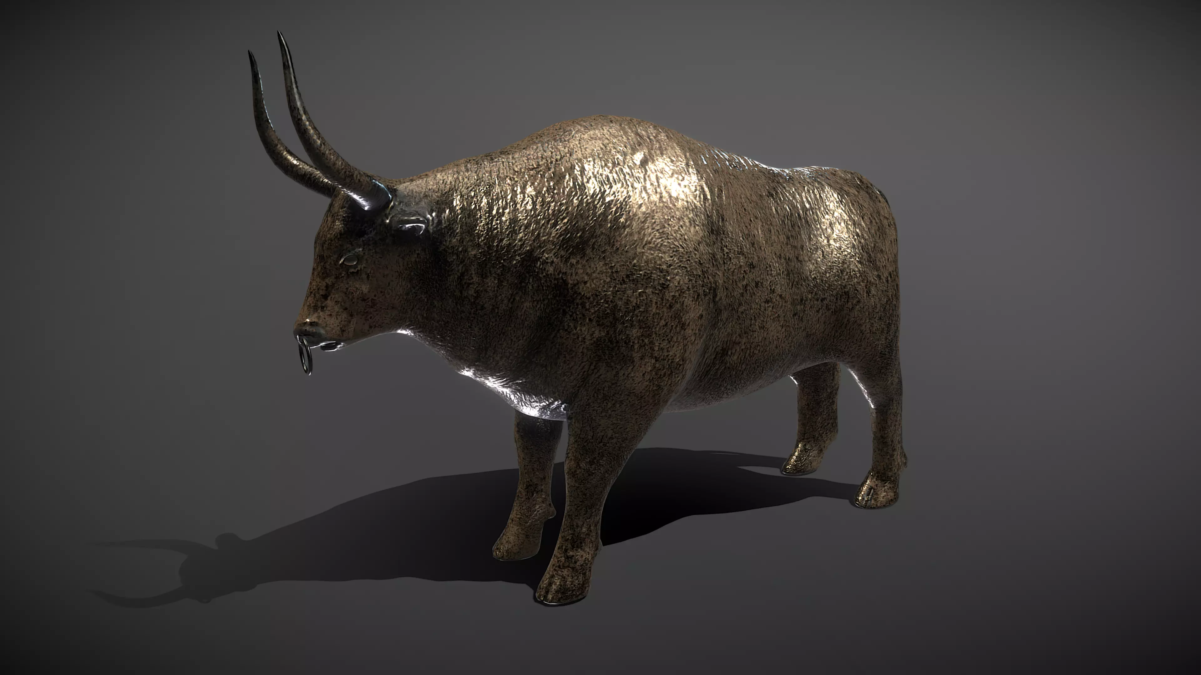 Bull Bronze Statue Low-poly 3D model_0