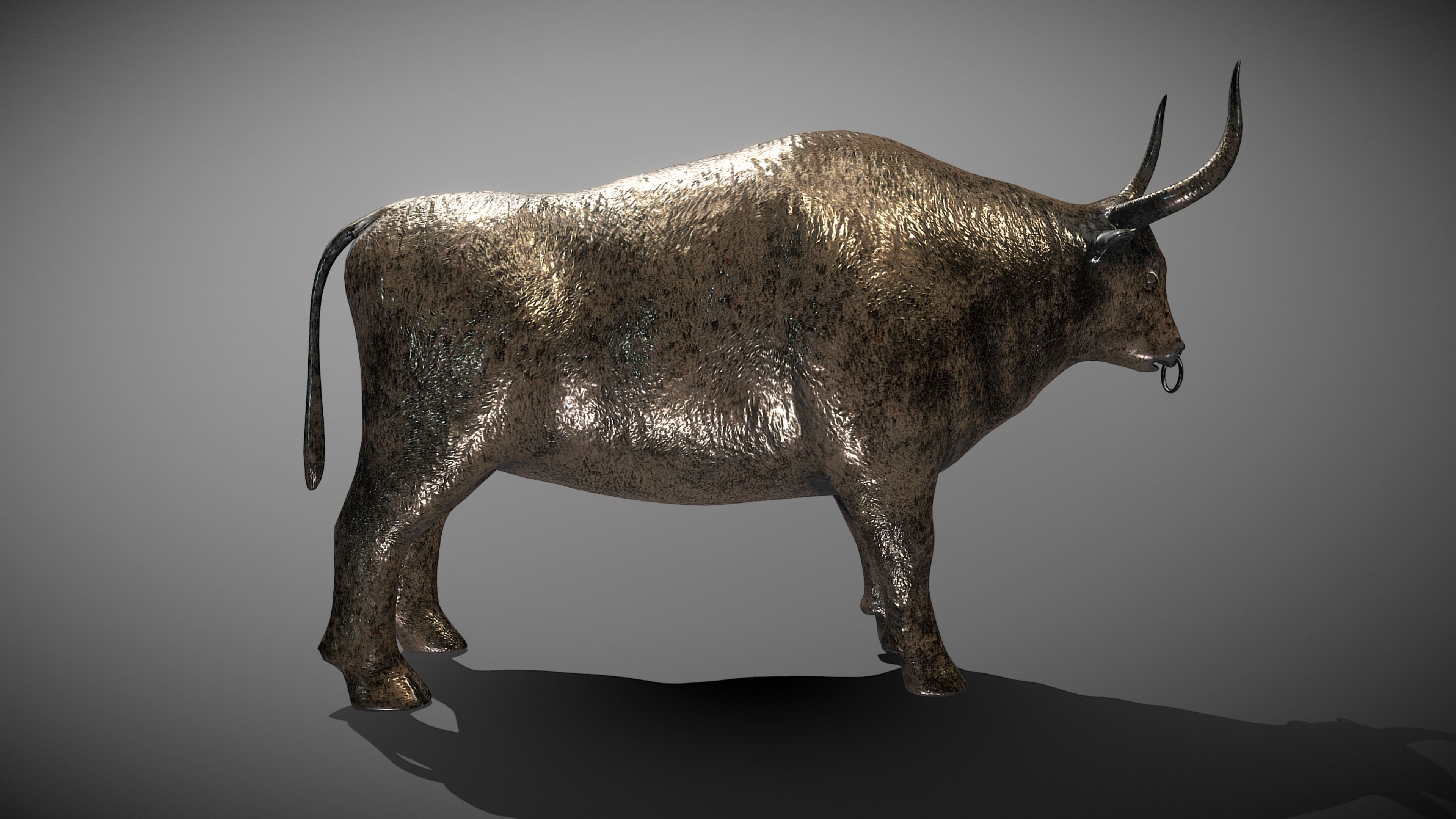 Bull Bronze Statue Low-poly 3D model_2