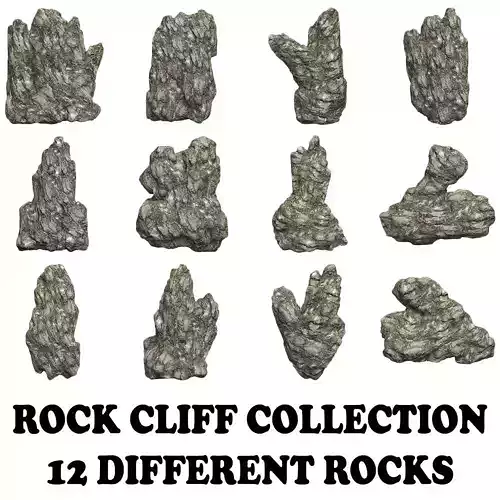 Low Poly Rock Cliff Collection