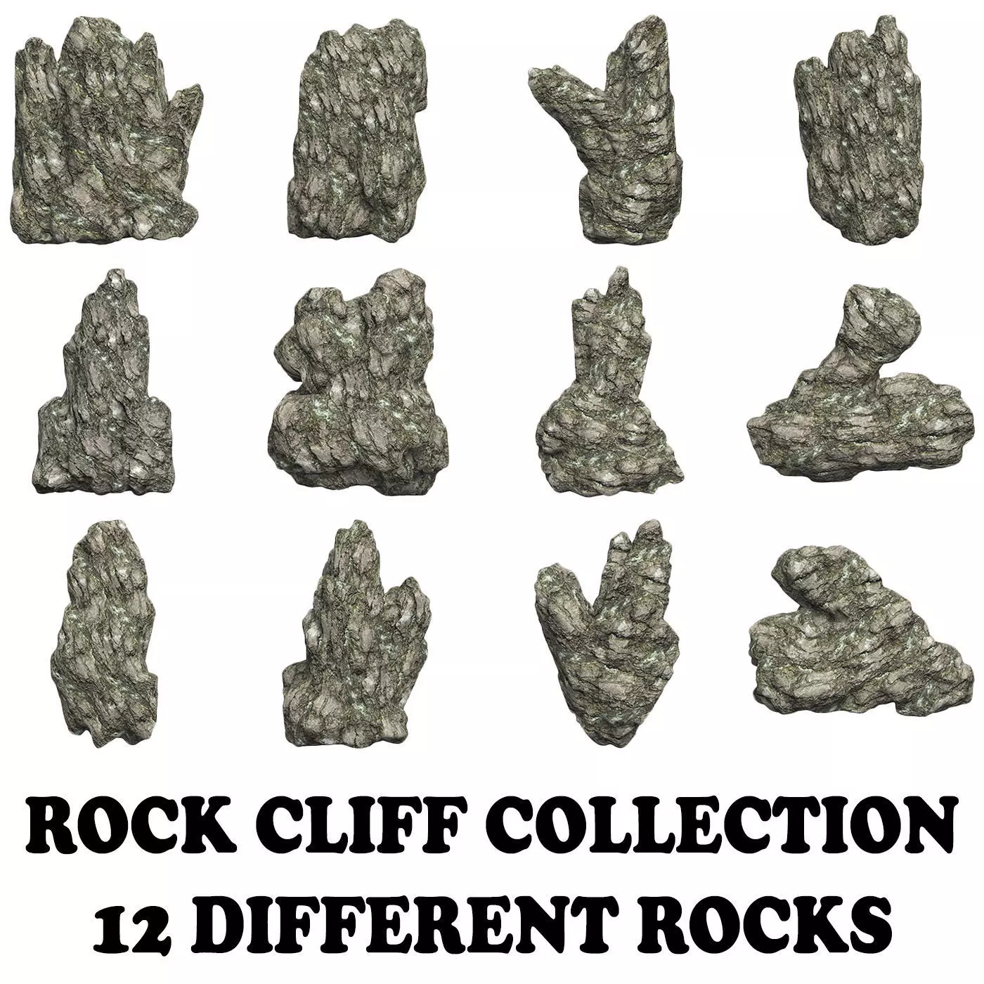 Low Poly Rock Cliff Collection Low-poly 3D model_0