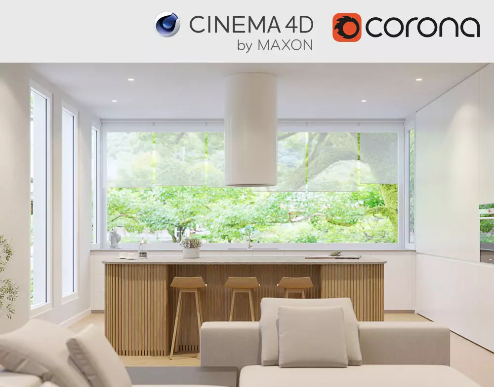 Corona - C4D Scene files - Modern Kitchen Interior 3D model_0