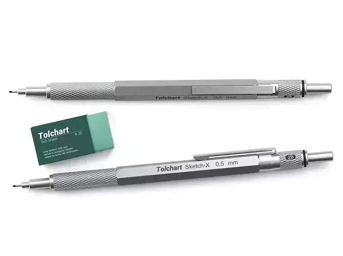 Mechanical Pencil and Eraser Set 3D model