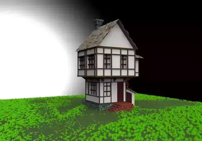 House on grassy field