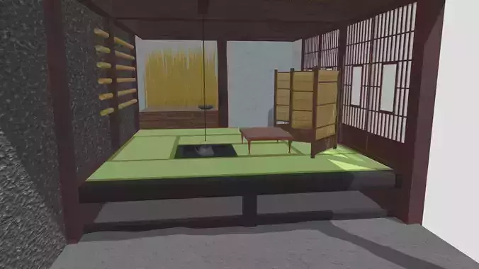 Interior of an old Japanese wooden building