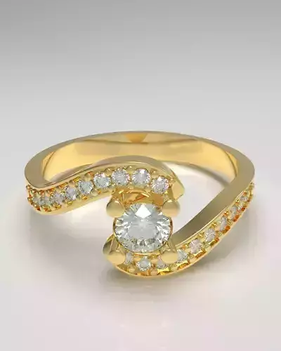 Bypass soltaire engagement ring