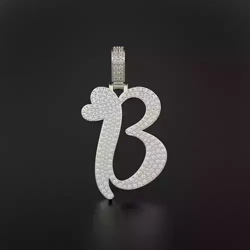 B Pendant initial in gold with diamonds